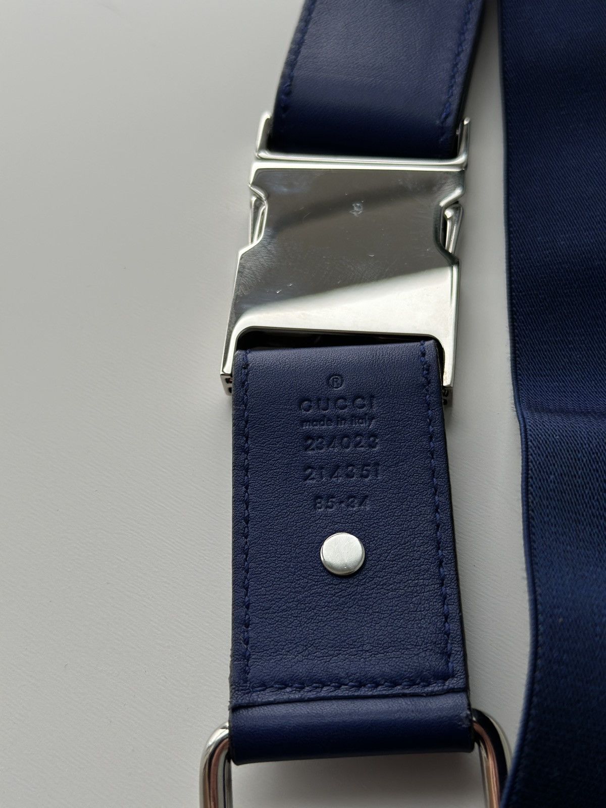 Gucci Gucci Web Canvas Black Leather Silver D Ring Buckle Belt men Size ONE SIZE - 7 Thumbnail