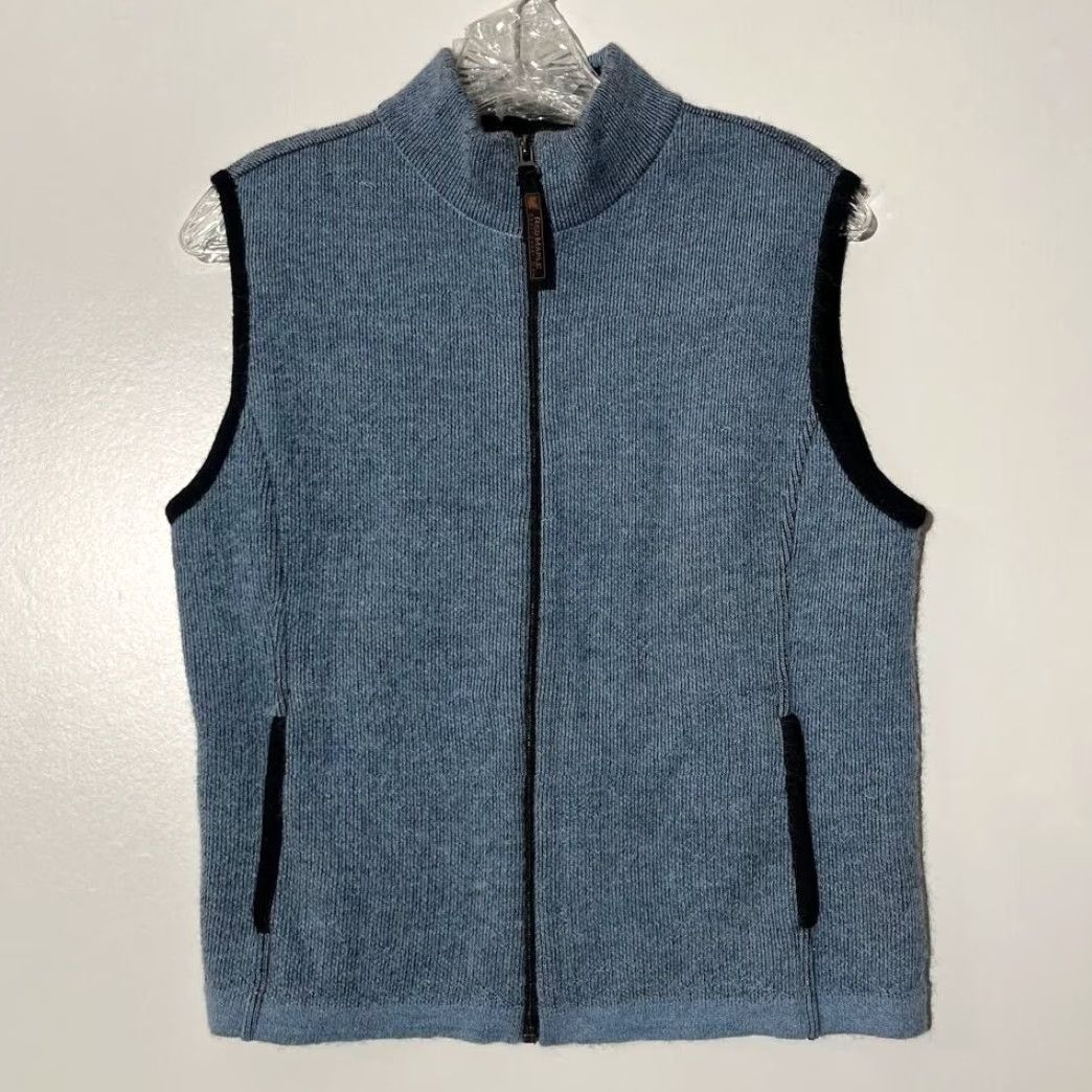Vintage Red Maple Sportswear Vest Blue Alpaca Cotton Full Zip Mock Neck Womens S Small Peru M61 Size S / US 4 / IT 40 - 2 Thumbnail