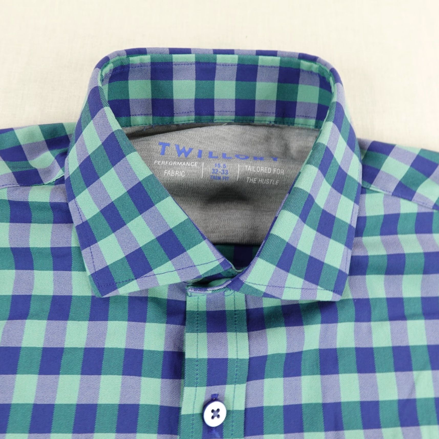 Vintage Twillory Shirt Mens Medium Blue Green Gingham Plaid Button Up Flex Performance Size US M / EU 48-50 / 2 - 2 Thumbnail