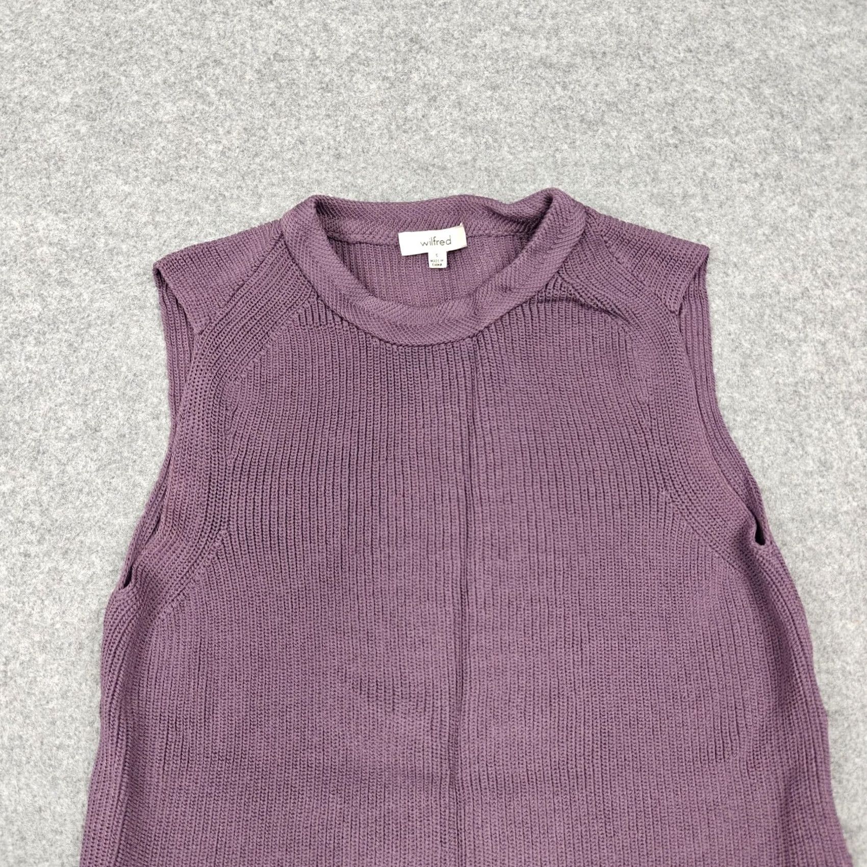 Vintage Wilfred Sweater Dress Womens S Purple Knit Sleeveless Mini Fall Winter Ribbed Clothing Shirt? Size S / US 4 / IT 40 - 2 Thumbnail