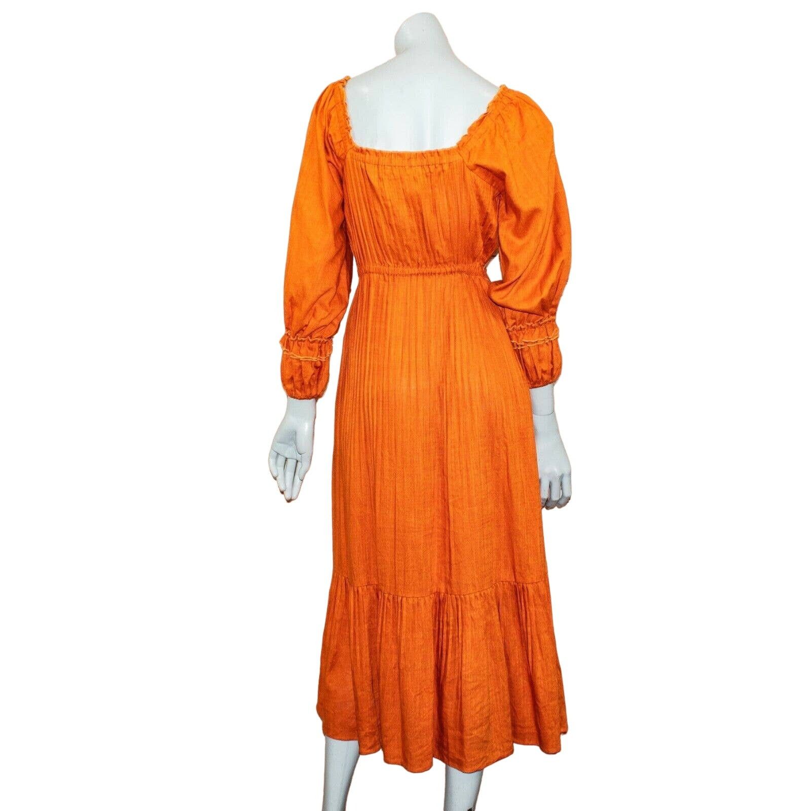 NICHOLAS NICHOLAS Pleated Prairie Dress in Deep Orange Size 0 Size XS / US 0-2 / IT 36-38 - 5 Thumbnail