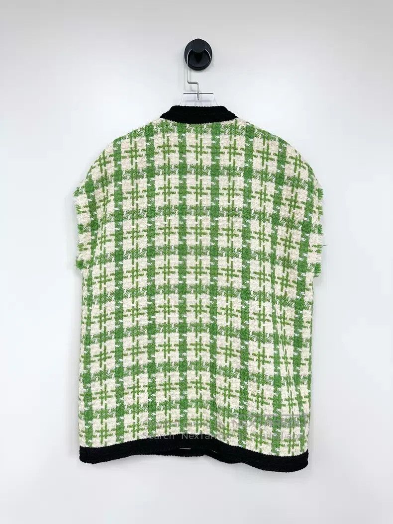 Gucci Gucci White and green tweed small fragrant vest jacket Size S / US 4 / IT 40 - 2 Thumbnail