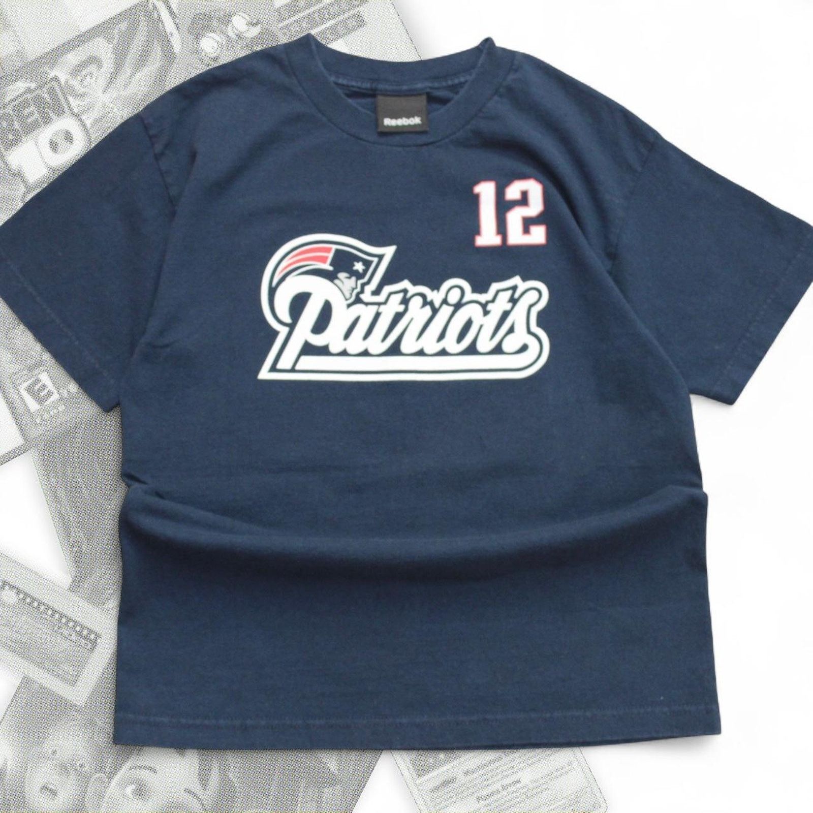 Reebok Navy Blue Vintage Reebok Tom Brady 12 Patriots Graphic Tee Size US M / EU 48-50 / 2 - 1 Thumbnail