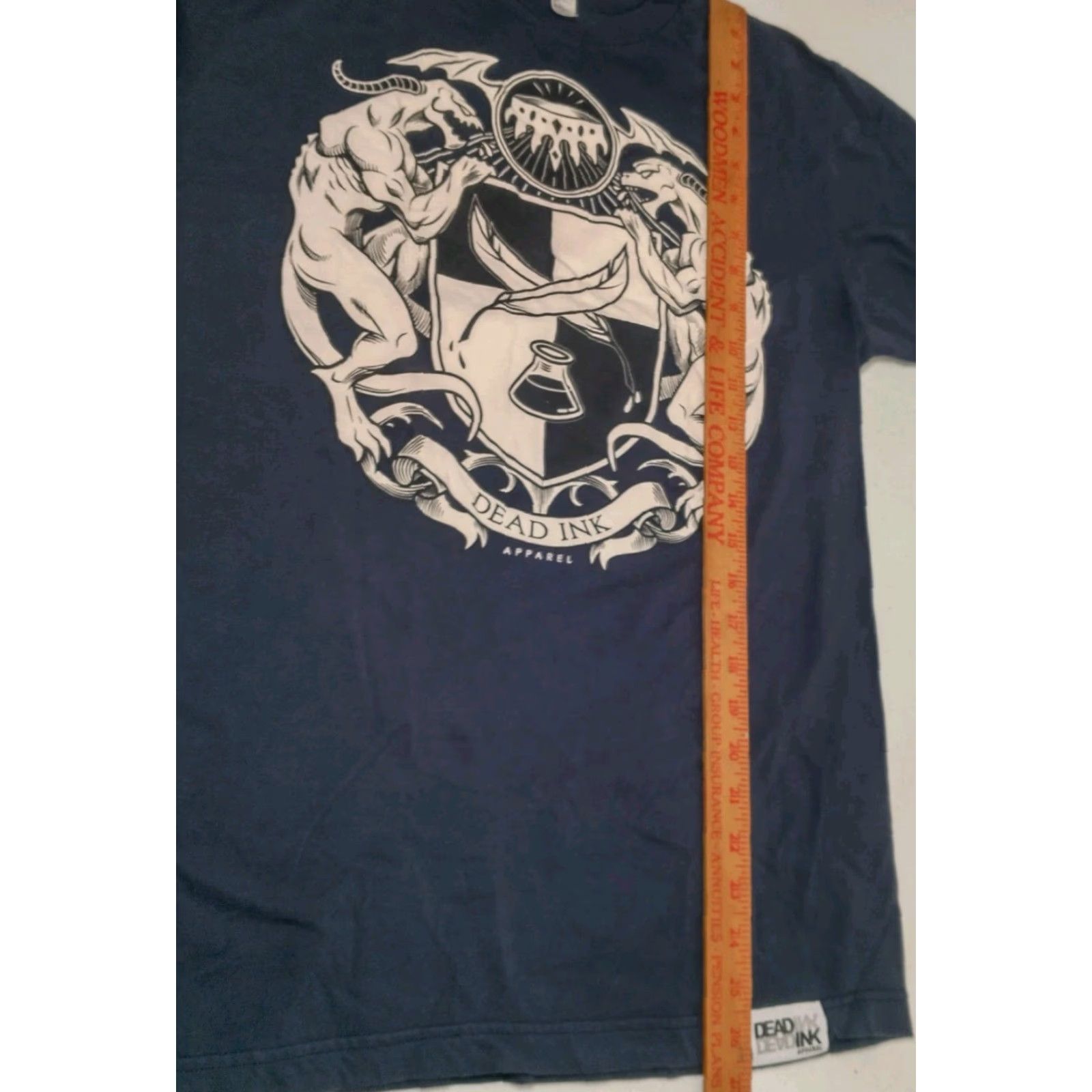 Vintage VINTAGE Dead Ink Apparel Shirt Gargoyle Streetwear Blue Short Sleeve L Adult Crew Neck Cotton T-Shirt Men Size US L / EU 52-54 / 3 - 6 Thumbnail