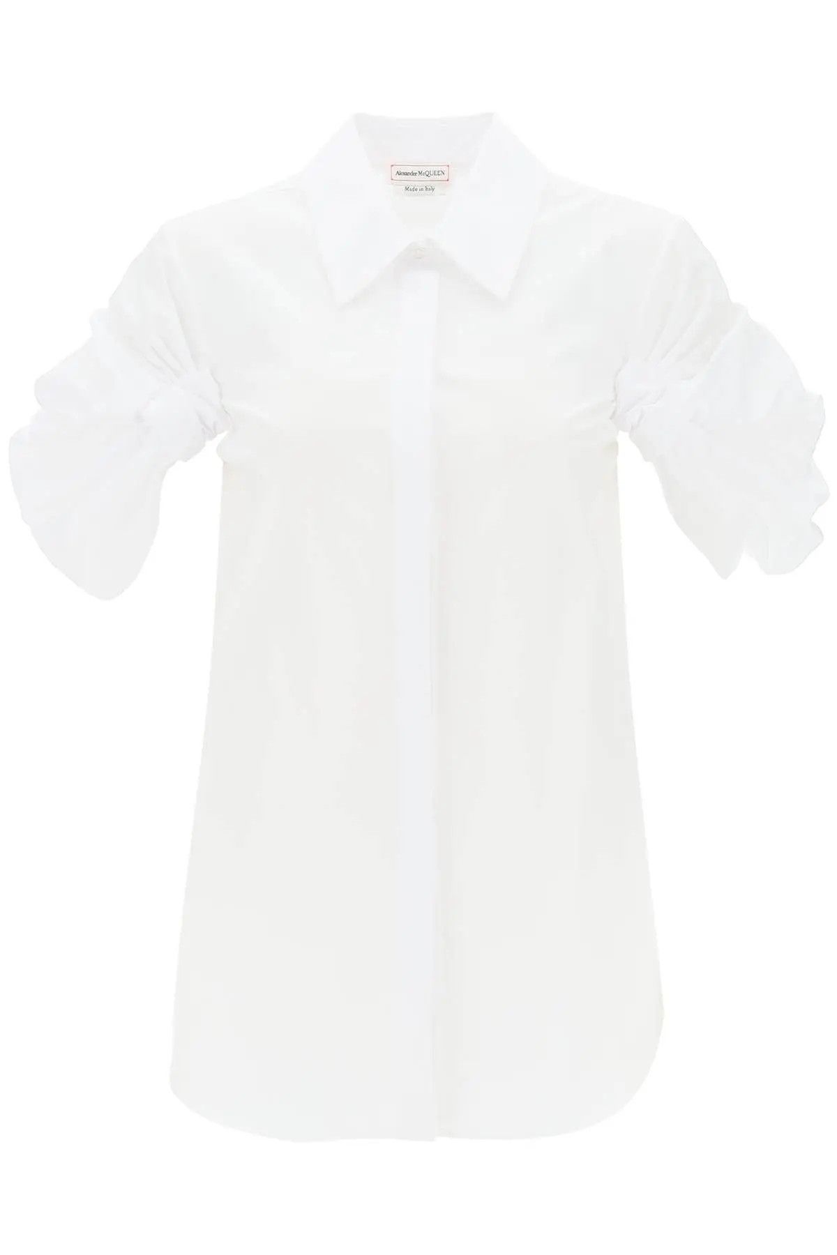 image of Alexander Mcqueen O1S22I1N1123 Knotted Short Sleeves Shirt In White, Women's (Size XS)