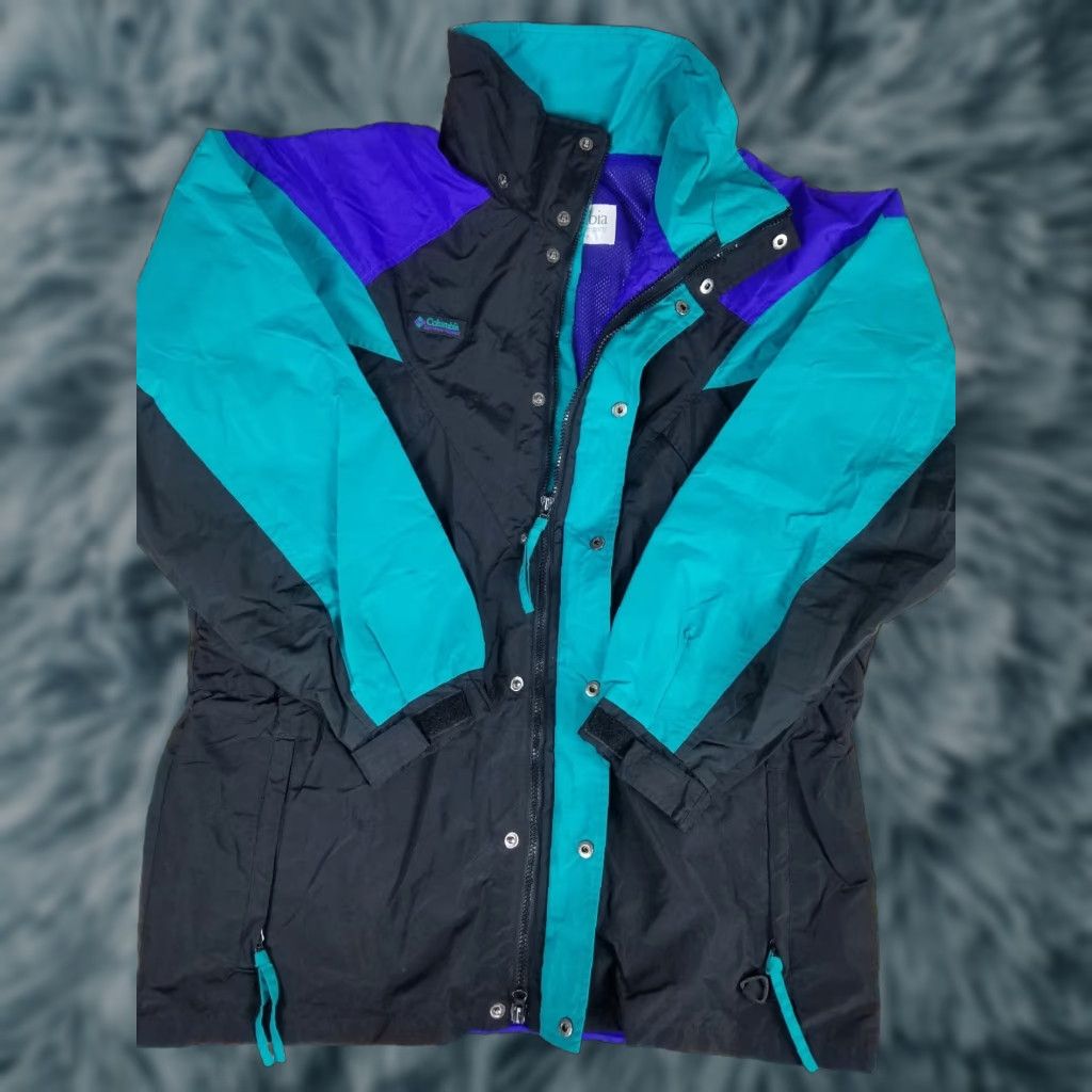 Vintage VINTAGE Columbia Windbreaker Jacket Mens M 90s Williwaw Black Aqua Purple 90s Columbia Windbreaker Parka Mens M Size US M / EU 48-50 / 2 - 1 Thumbnail
