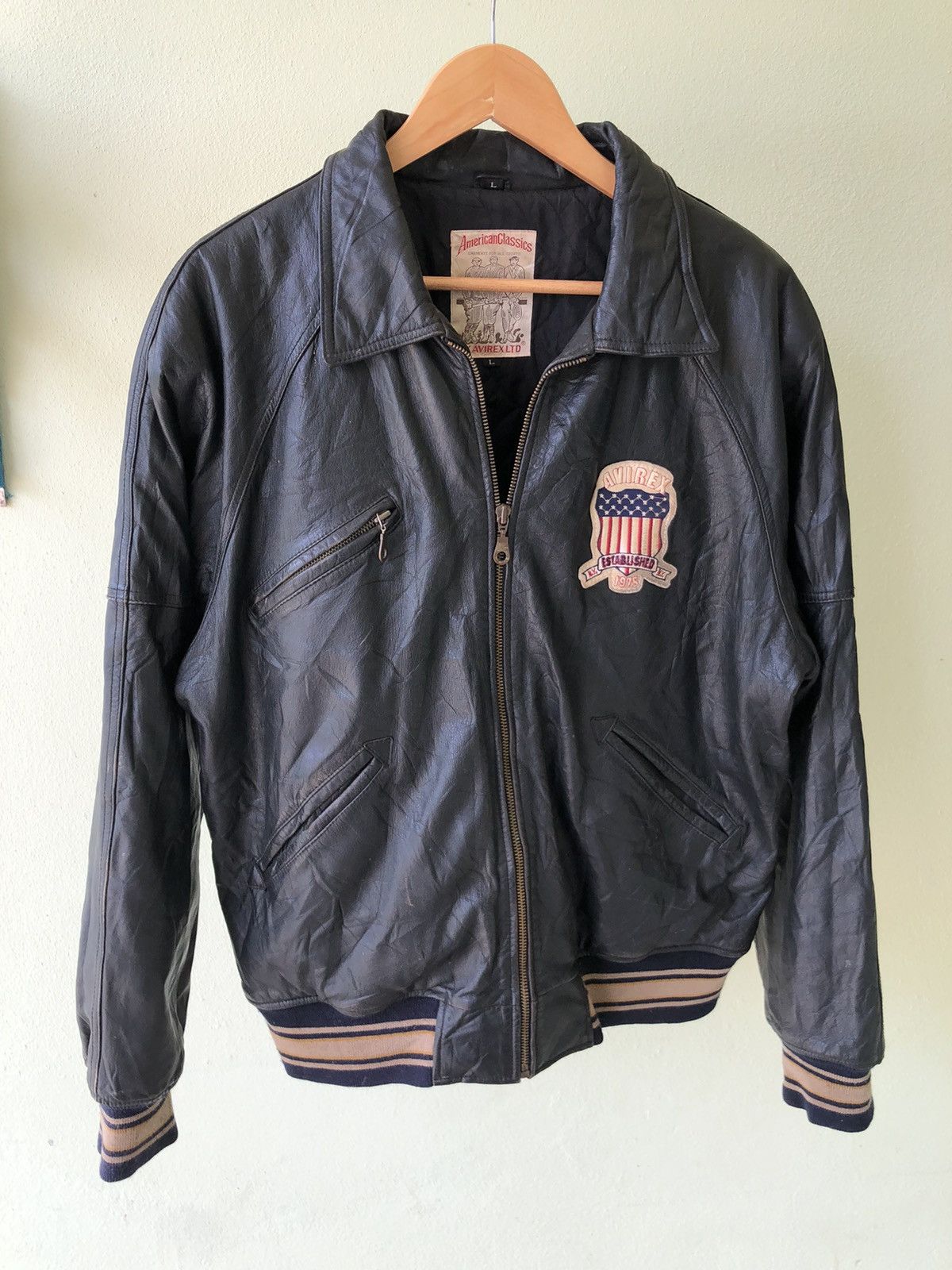 Avirex × Rap Tees 🔥 RARE VINTAGE ICON AVIREX VARSITY LEATHER JACKET Size US L / EU 52-54 / 3 - 11 Thumbnail