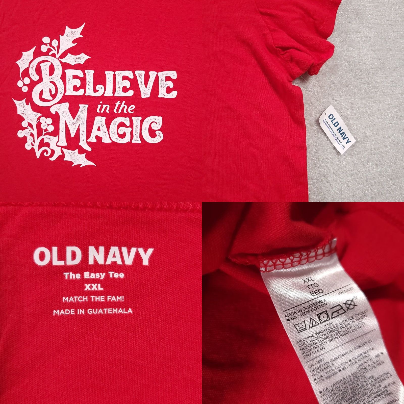 Old Navy Old Navy T-Shirt Womens Christmas Red XXL Graphic Believe in the Magic Holiday Basic Short Sleeve Round Neck Pullover Size XXL / US 16-18 / IT 52-54 - 8 Thumbnail