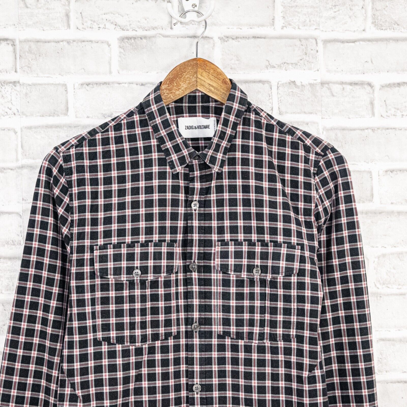 Zadig & Voltaire Zadig & Voltaire Men's Button up Shirt in Black Red Check Size US M / EU 48-50 / 2 - 4 Thumbnail