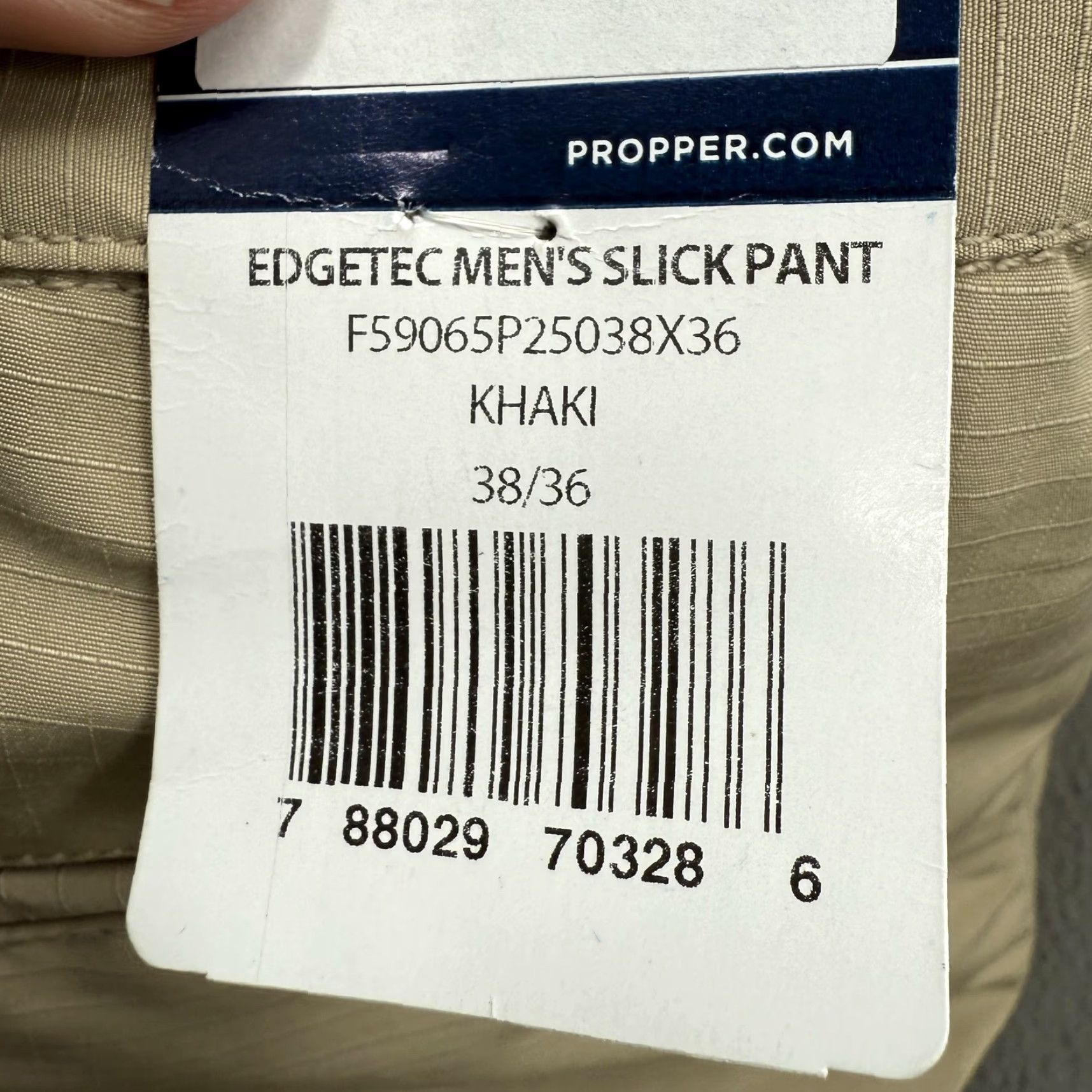Propper Propper Mens Pants 38x36 Khaki EdgeTec Slick Pant Soil Stain Resistant DWR Duty Workwear Flat Front Pockets Polyester Size US 38 / EU 54 - 7 Thumbnail