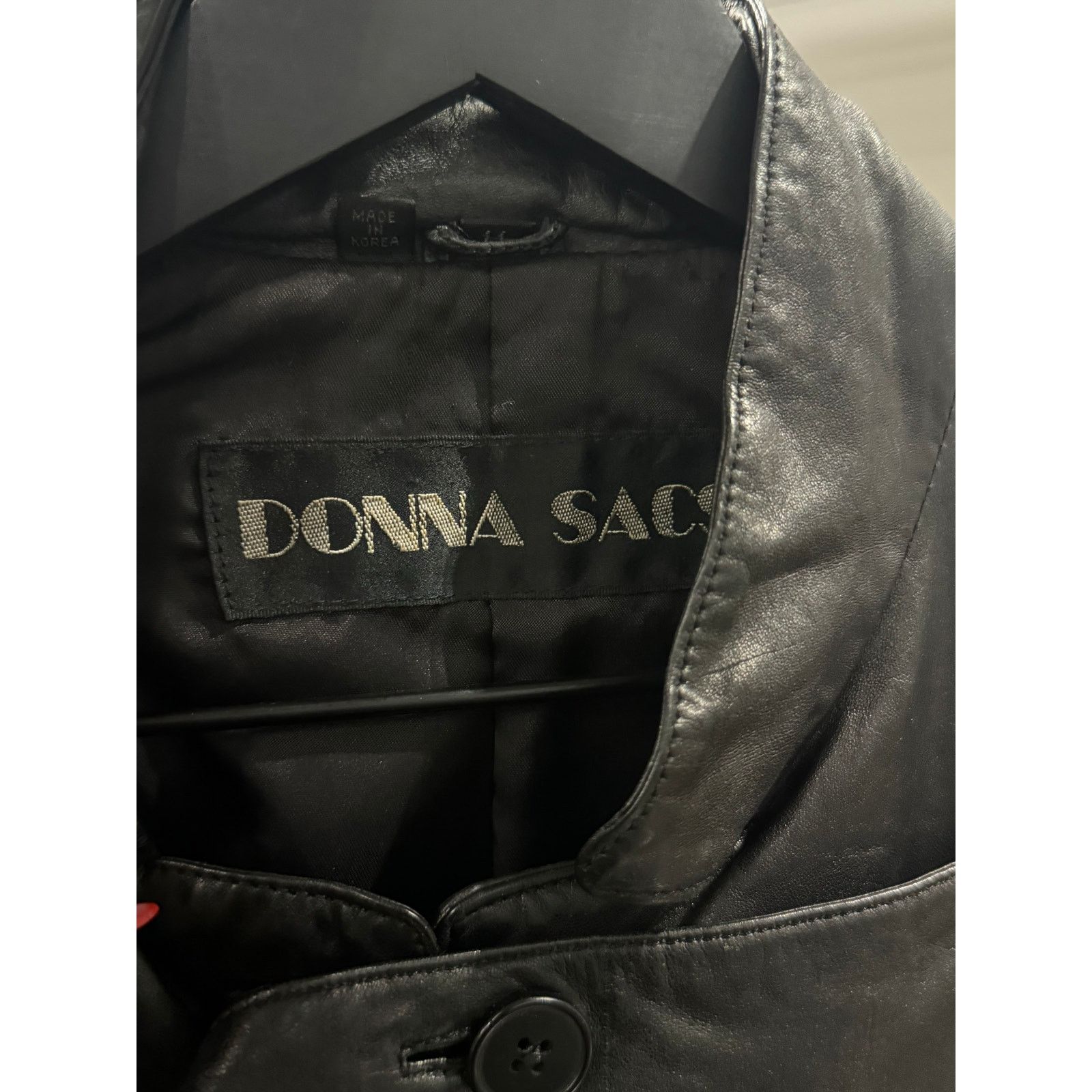 Vintage vtg 90s donna sacs leather jacket Size S / US 4 / IT 40 - 13 Thumbnail