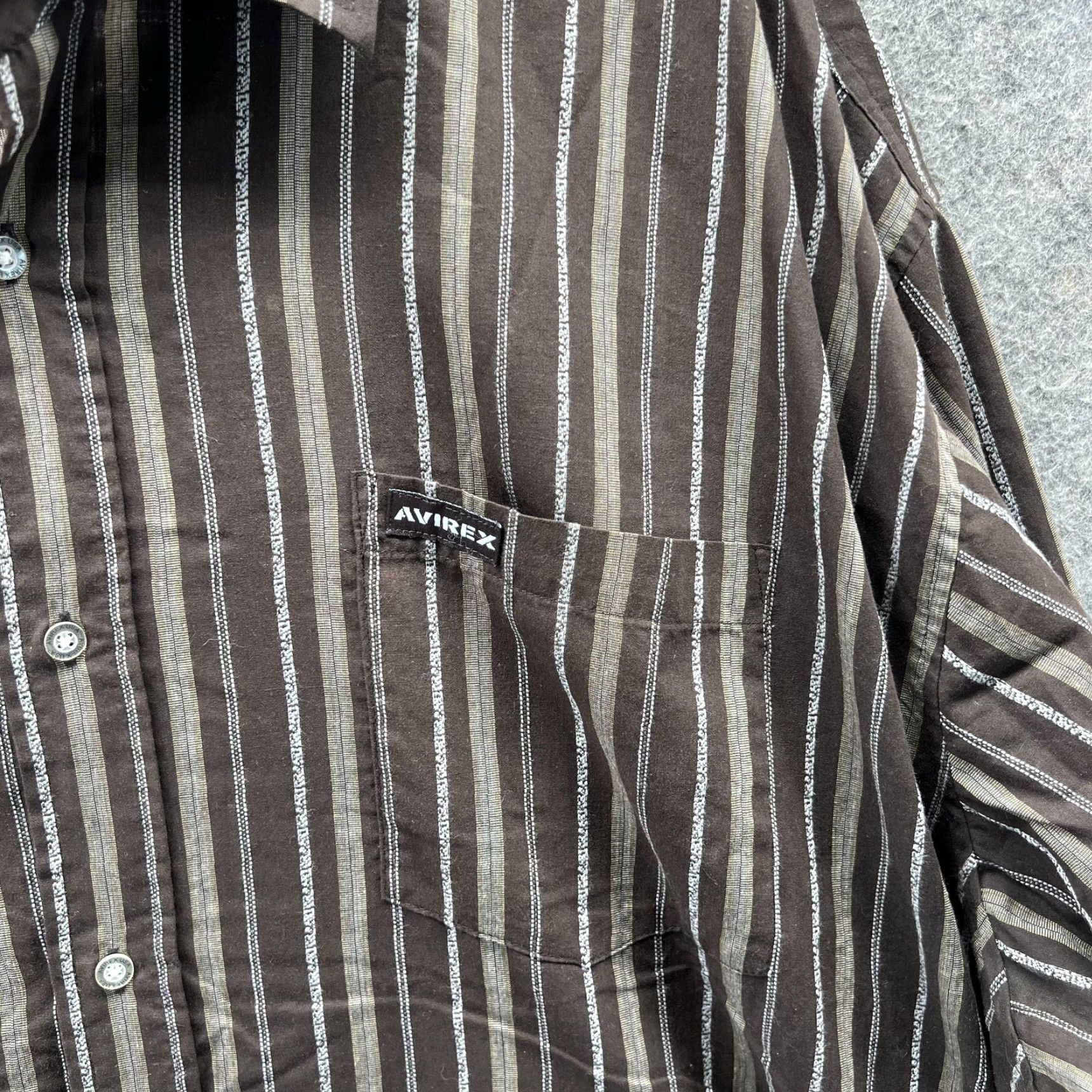 Avirex VINTAGE Avirex Shirt Mens 4X Brown Striped Button-Down Long Sleeve Casual Big Tall Size US XXL / EU 58 / 5 - 6 Thumbnail