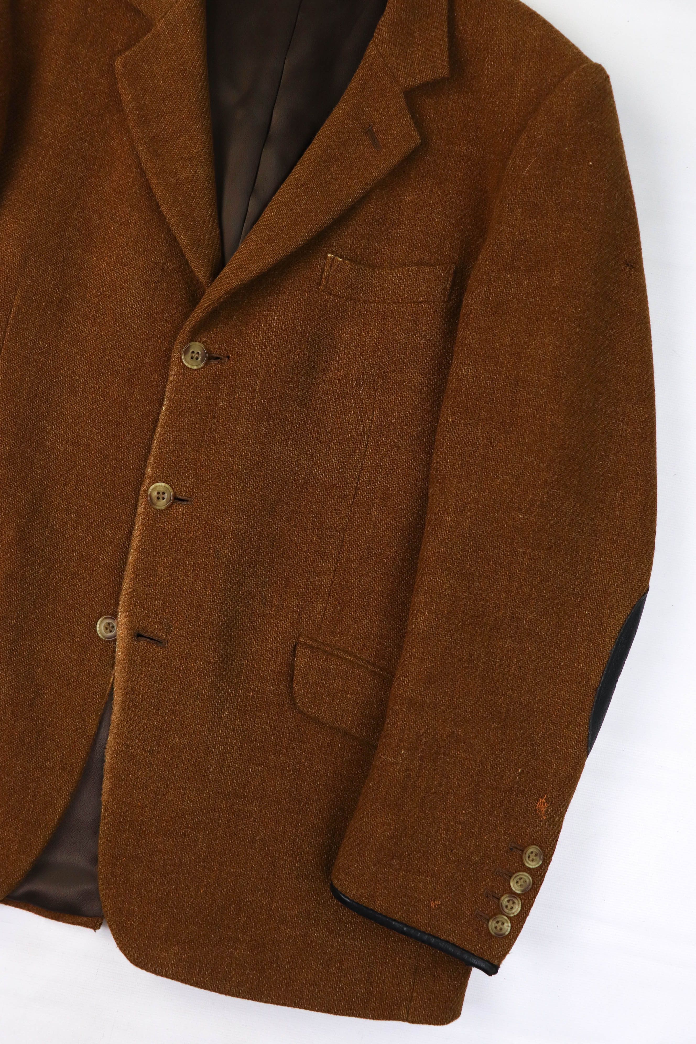 Hackett HACKETT England Made Leather Patches Distressed Tweed Blazer Size US M / EU 48-50 / 2 - 7 Thumbnail