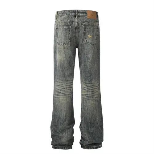 Jean Distressed washed loose pocket ripped flared jeans Size US 32 / EU 48 - 4 Thumbnail
