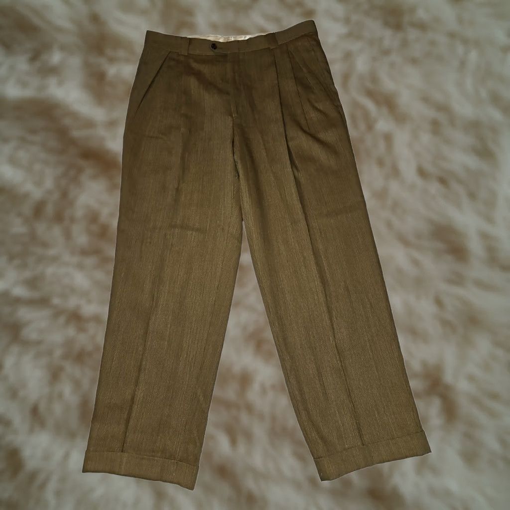 Vintage John Craig Dress Pants Striped 36 Men's Brown Wool Polyester Dry Clean Only Straight Leg High Rise Size US 36 / EU 52 - 1 Thumbnail