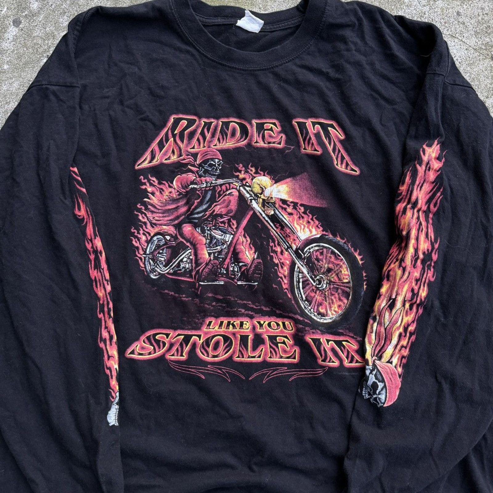 Vintage Faded Flame Longsleeve Biker Shirt ERD Grunge Chrome WCC Size US XXL / EU 58 / 5 - 3 Thumbnail