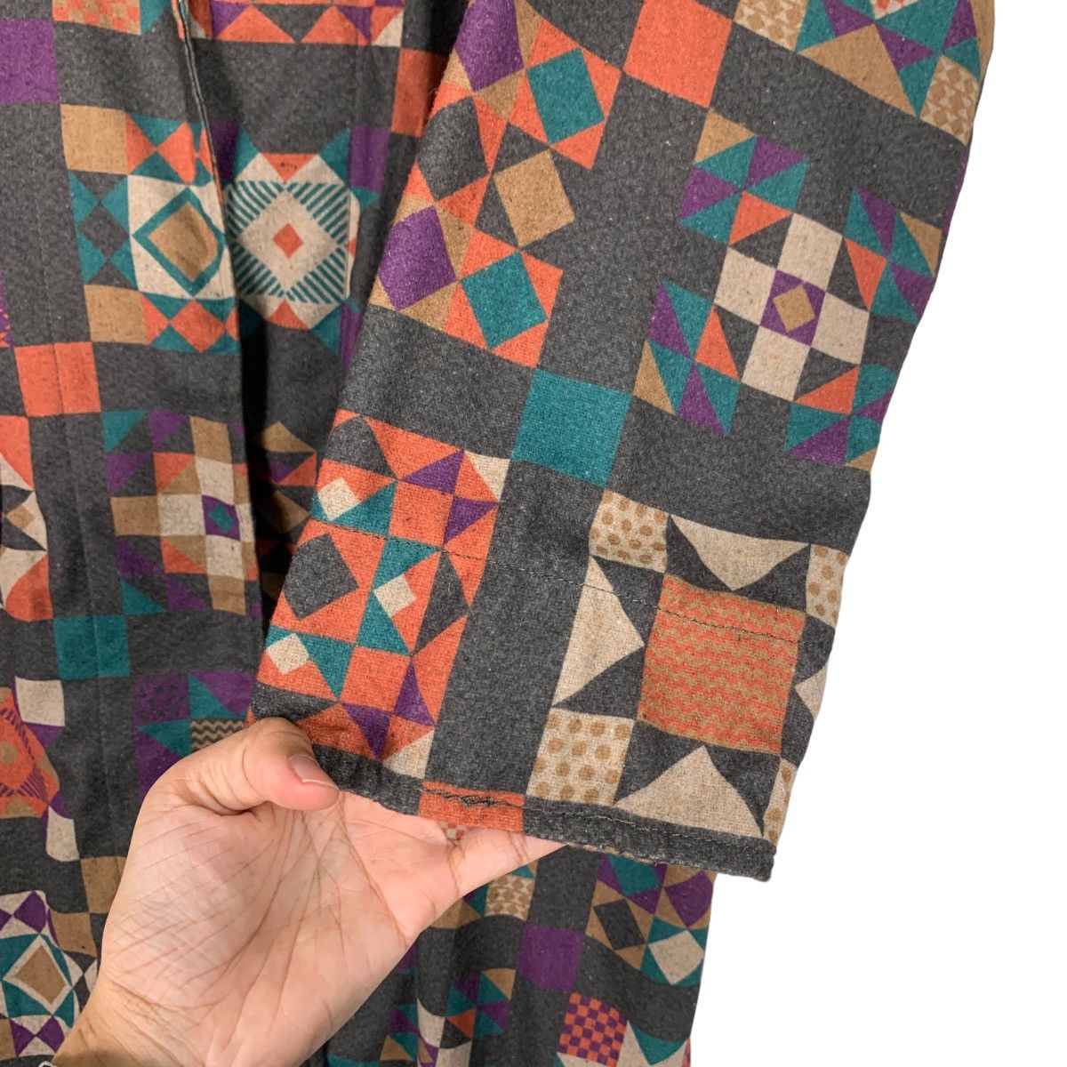 Japanese Brand Vintage TITICACA Motif Design Robe / Long Coat #1129-C52 Size M / US 6-8 / IT 42-44 - 14 Thumbnail