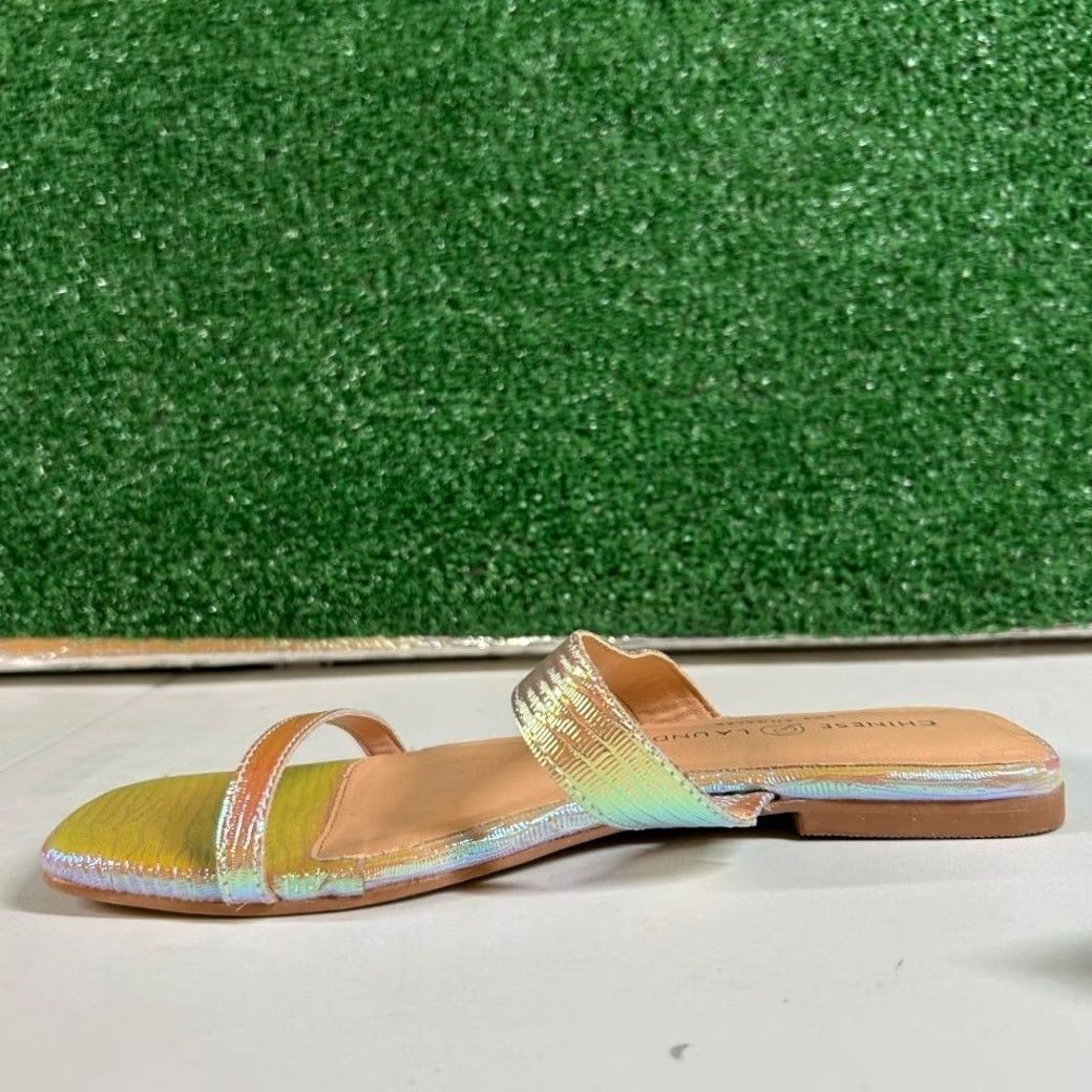 Chinese Laundry Chinese Laundry Slide Sandals Womens 6.5 Pink Iridescent Square Toe Flat Size US 7 / IT 37 - 2 Thumbnail
