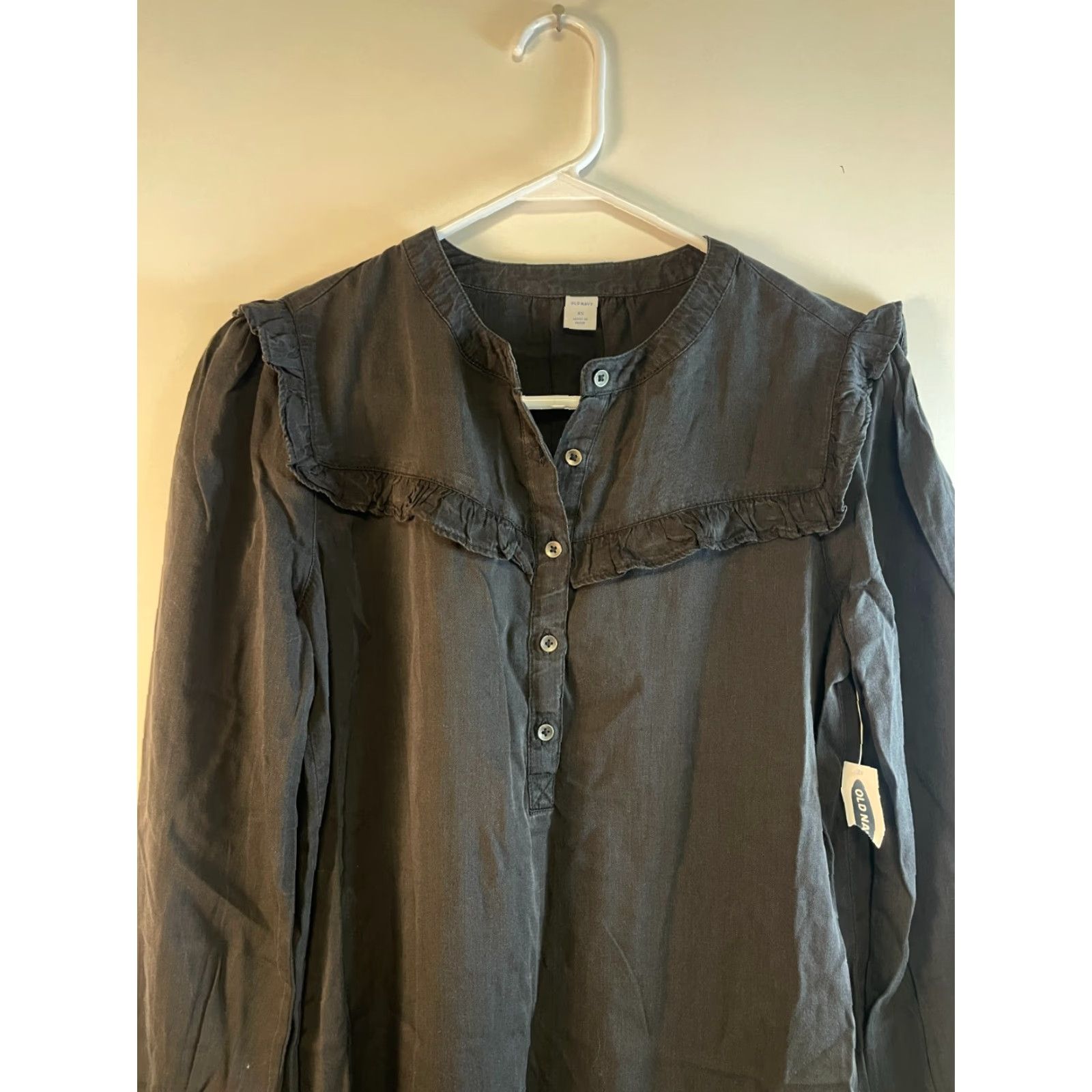 Old Navy Old Navy Dress Women's XS Black Chambray Button Up Long Sleeve Knee Length NWT Size XS / US 0-2 / IT 36-38 - 3 Thumbnail
