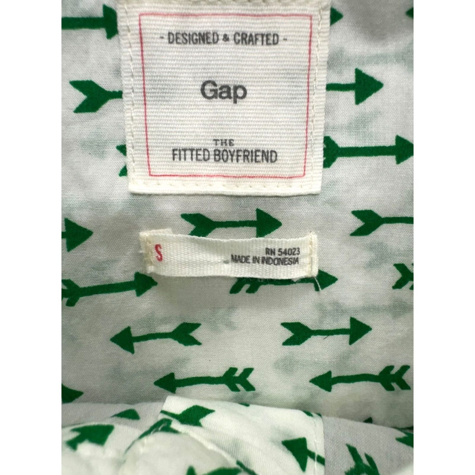 Gap Gap Fitted Boyfriend Shirt Green Arrow Print Long Sleeve S Mens Size US S / EU 44-46 / 1 - 4 Thumbnail