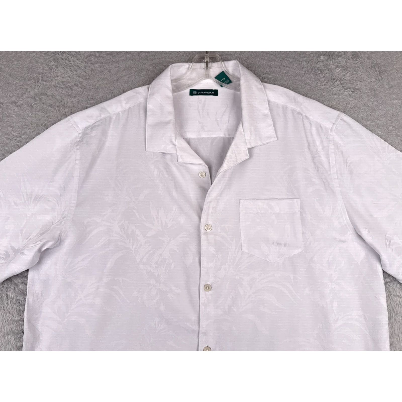 Cubavera Cubavera Shirt Men 2XL White Floral Hawaiian Rayon Blend Two Tone Short Sleeve Button-Up Casual Holiday Aloha Beach Vacation Mens Size US XXL / EU 58 / 5 - 4 Thumbnail