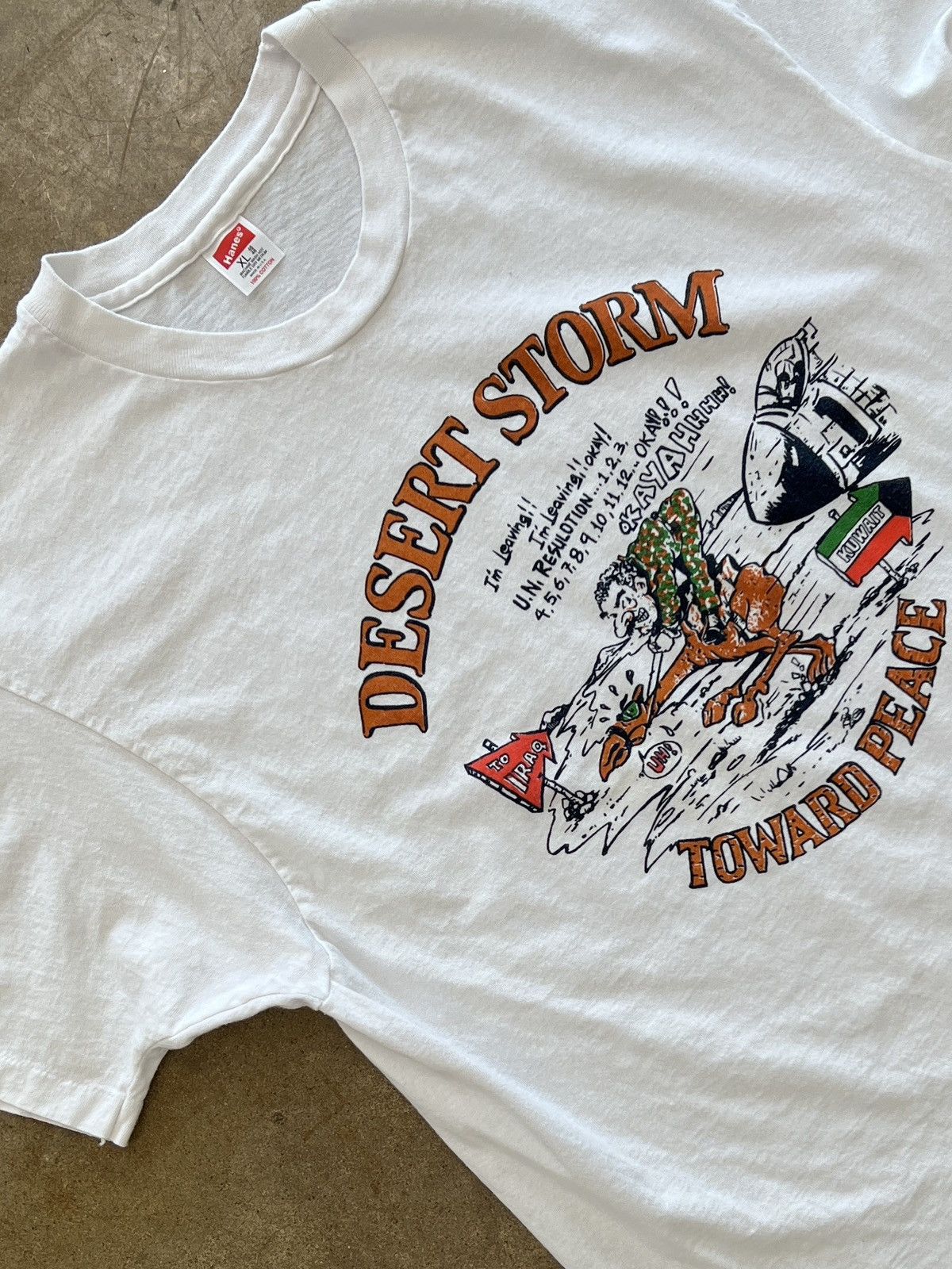 Vintage Vintage 90s Desert Storm War Social Political Cartoon Tee XL Size US XL / EU 56 / 4 - 1 Thumbnail