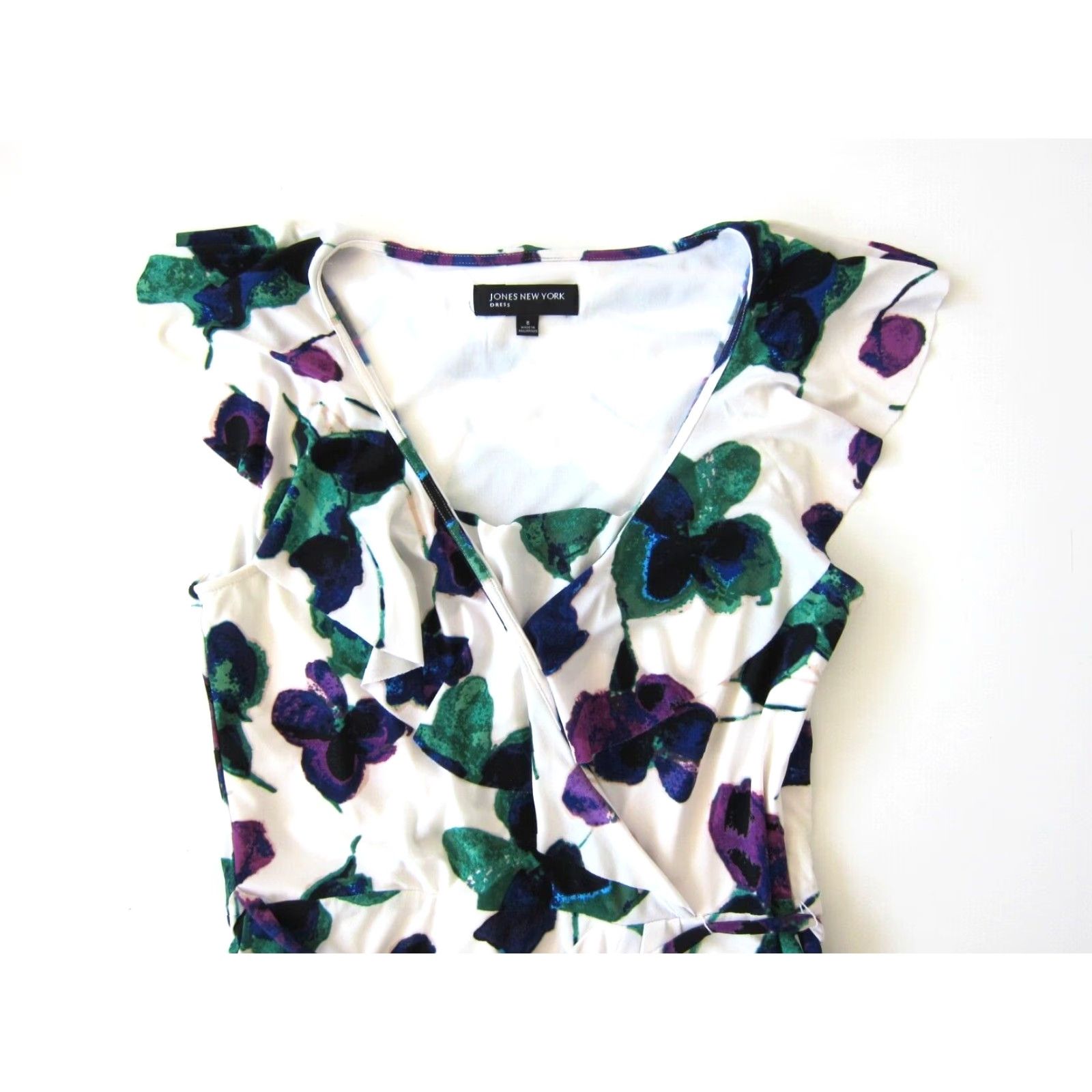 Jones New York Jones New York Stretch White Floral Cap Sleeve Sheath Dress Size 8 (White, Floral) Womens Cap Sleeve Sheath Dress Jones New York 8 Size M / US 6-8 / IT 42-44 - 4 Thumbnail