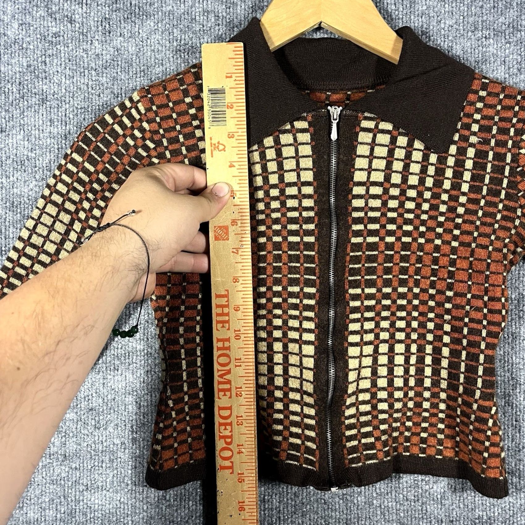 Vintage VINTAGE Geometric Wool Polo Shirt Full Zip Unbranded Womens XS Brown 70s Italy Size XS / US 0-2 / IT 36-38 - 4 Thumbnail