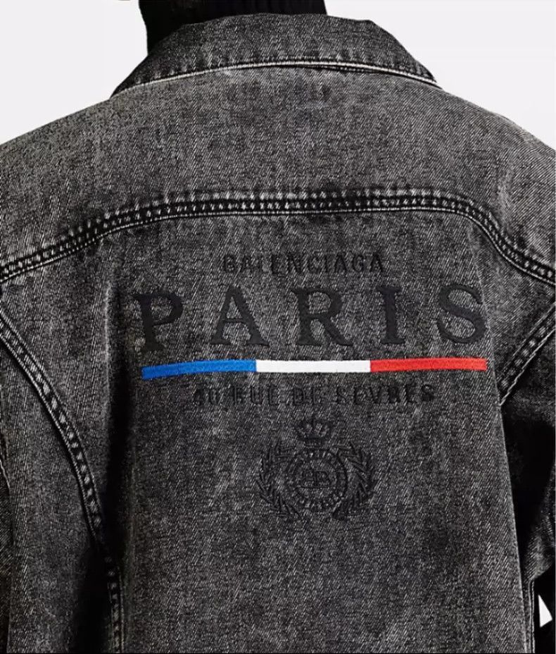Balenciaga Black Denim Jacket with Embroidered Logo-2506 Size US M / EU 48-50 / 2 - 9 Thumbnail