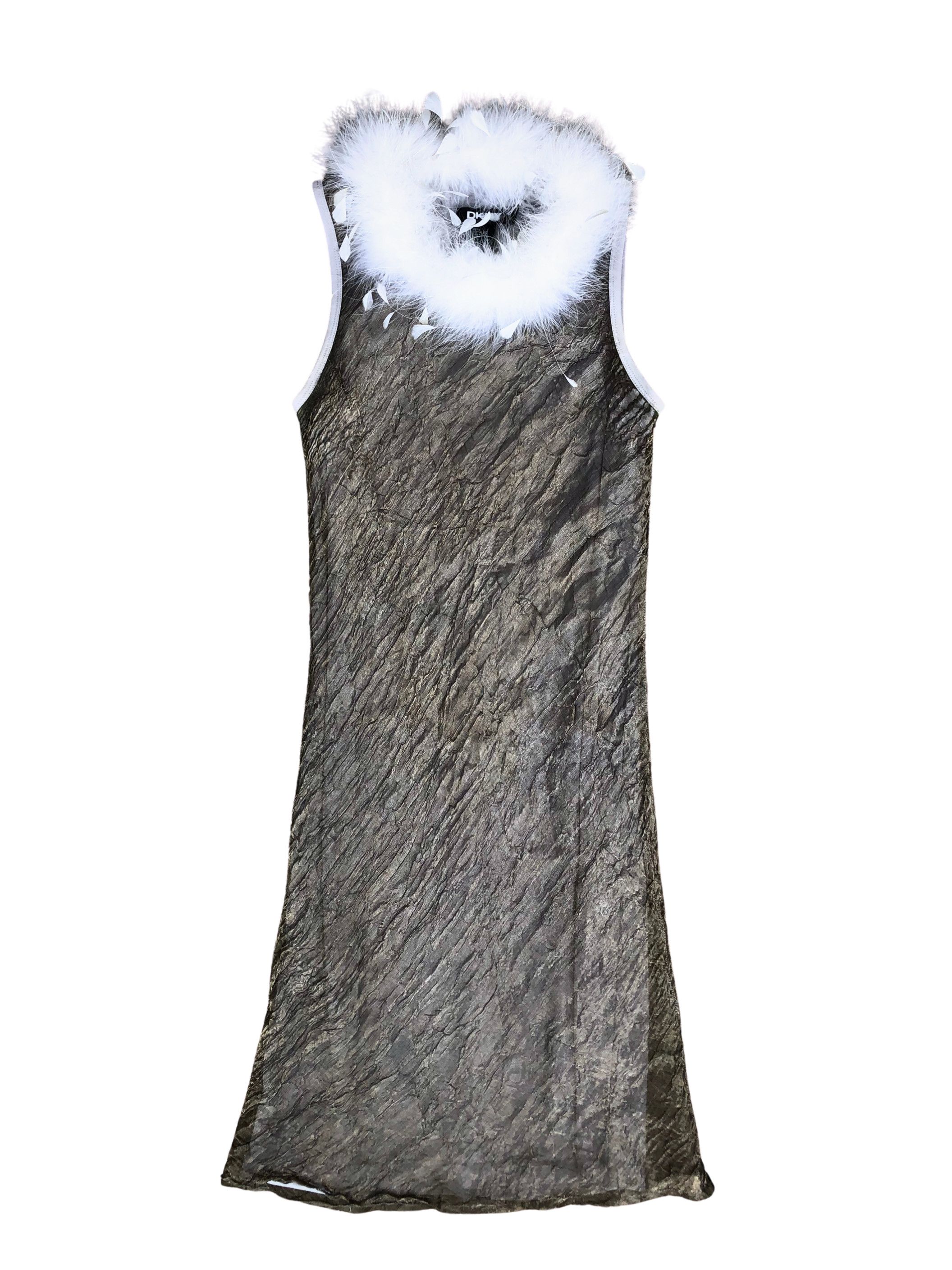 DKNY 2000s DKNY dress feather trim collar. Size XS / US 0-2 / IT 36-38 - 1 Thumbnail