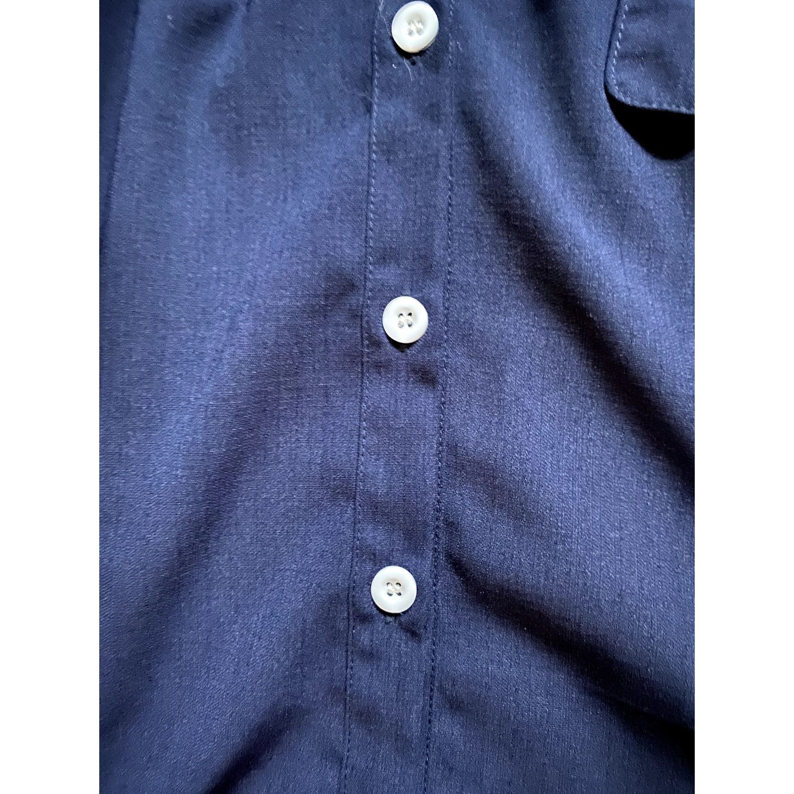 Other Satin Button-Up Navy Blouse Short Sleeve Medium Soft Norm Size M / US 6-8 / IT 42-44 - 4 Thumbnail