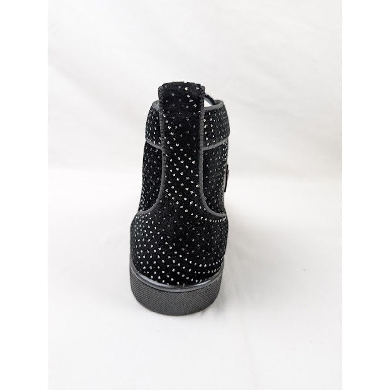 Christian Louboutin o1rshd1 Louis Orlato Flat Hi-Top Sneakers in Black/Silver Size US 12 / EU 45 - 5 Thumbnail