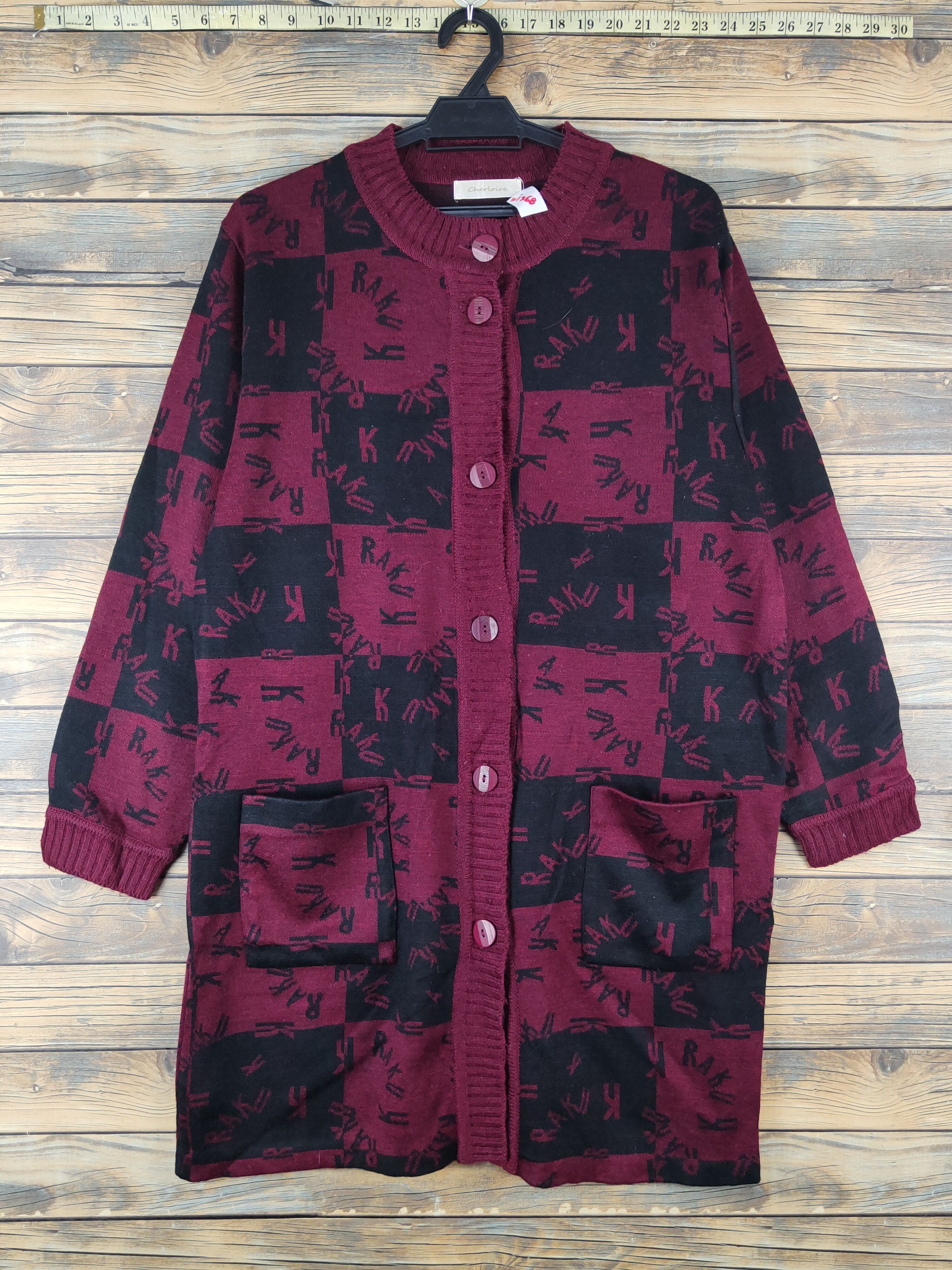 Homespun Knitwear × Japanese Brand Cherloire checkered Knitwear Long Cardigan #W1368 Size L / US 10 / IT 46 - 1 Thumbnail