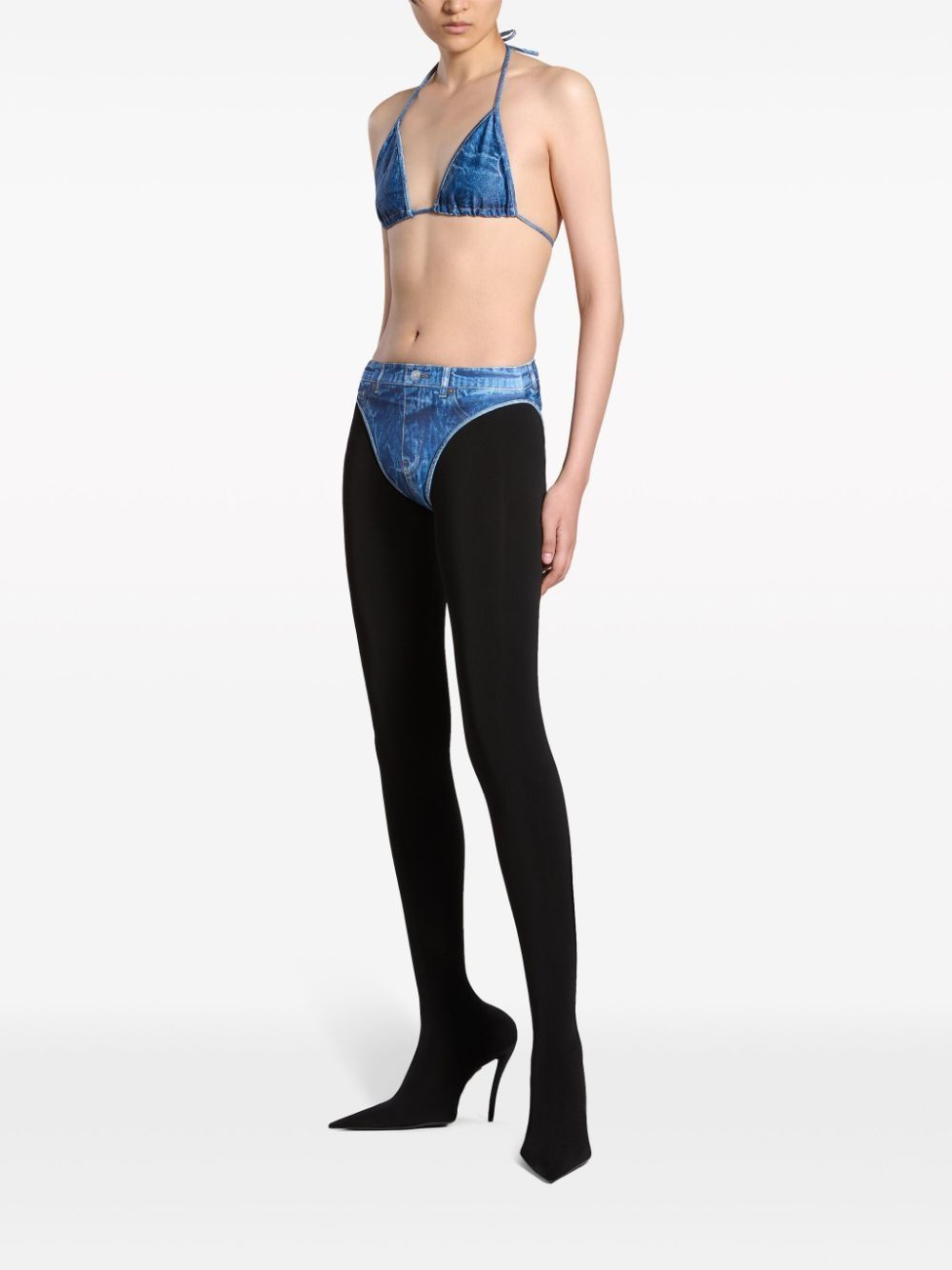 Balenciaga o1s1rm0725 Trompe L'Œil Bikini Set in Blue Size S / US 4 / IT 40 - 2 Thumbnail