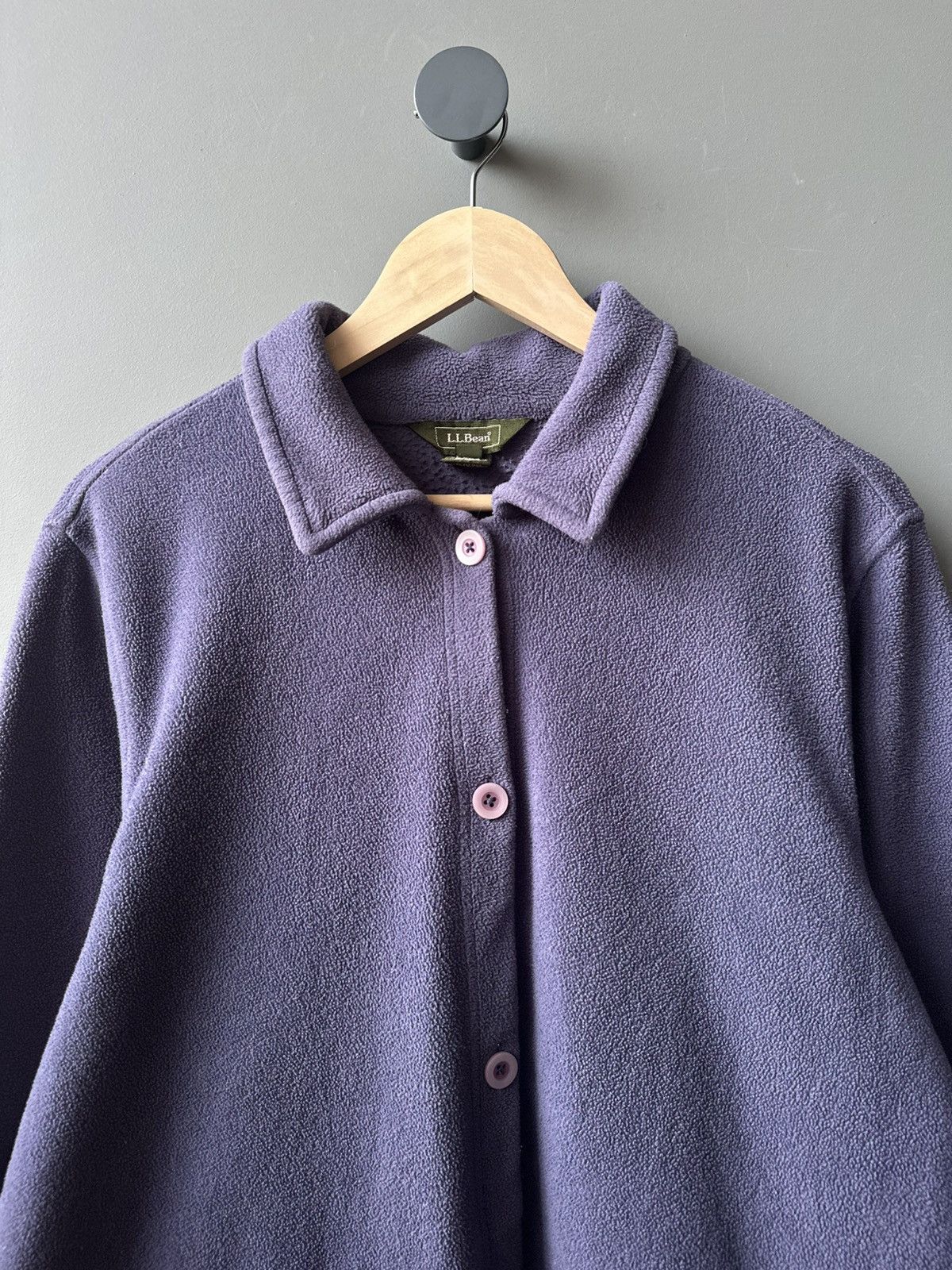 L.L. Bean Vintage L.L.Bean Women’s Purple Fleece Button Jacket Pockets Size L / US 10 / IT 46 - 2 Thumbnail