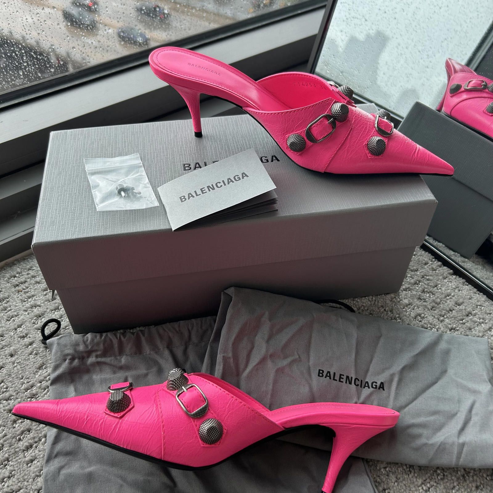 Balenciaga Fluo Pink Cage Mule M70 Heels Size 38