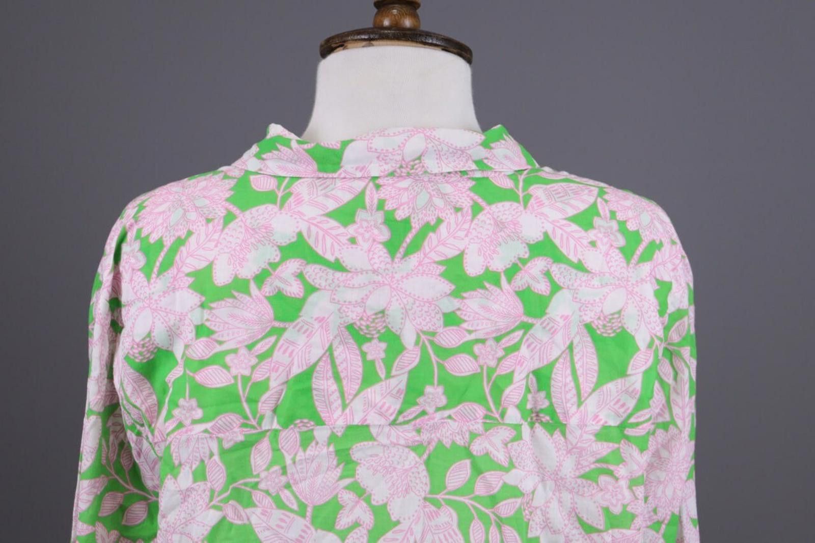 Designer Emily Van Den Bergh Green Floral V-Neck Blouse Shirt Size 42 Size M / US 6-8 / IT 42-44 - 10 Thumbnail