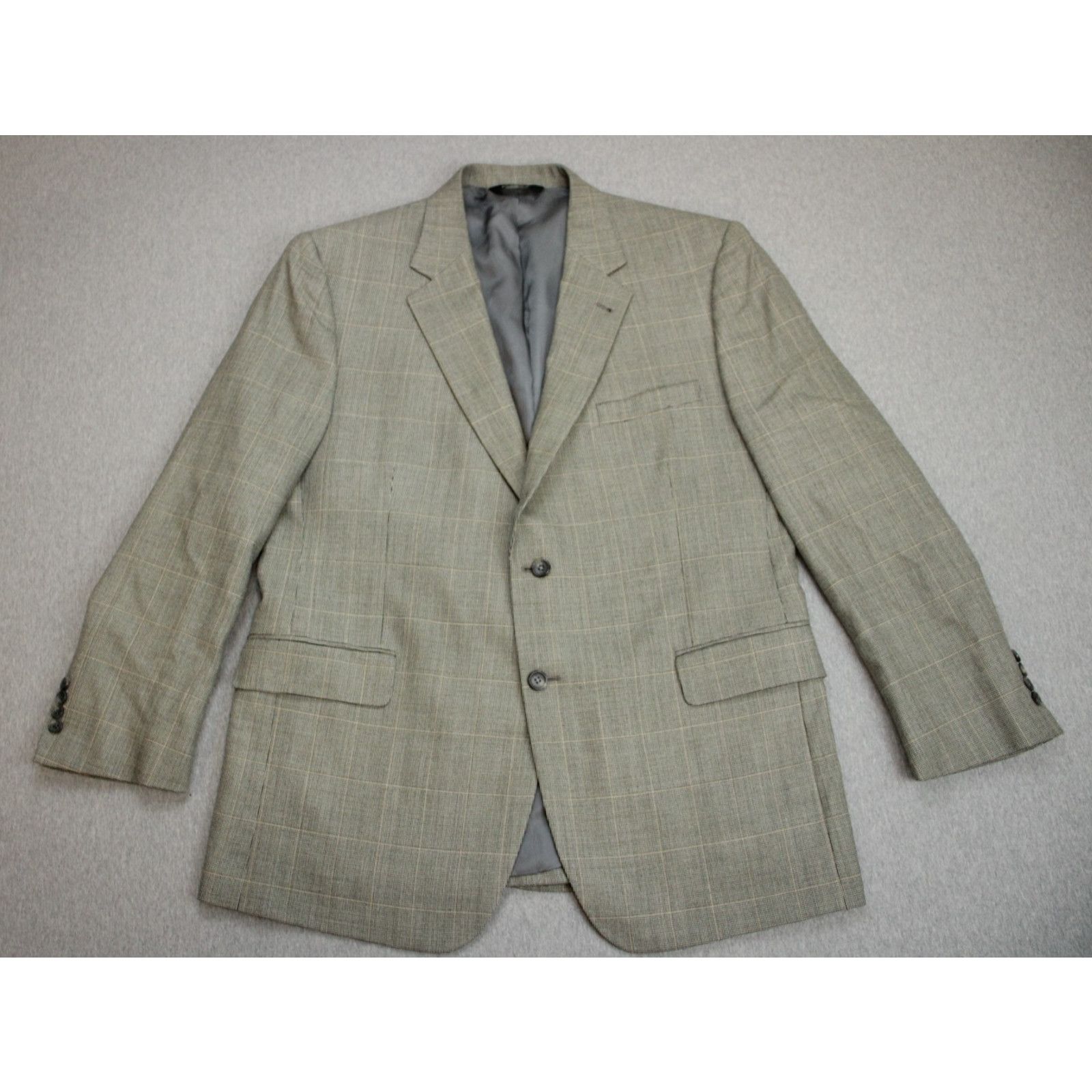 Jos. A. Bank Jos A Bank Blazer Mens Size 46R Brown Windowpane Silk Wool Size 46R - 2 Thumbnail