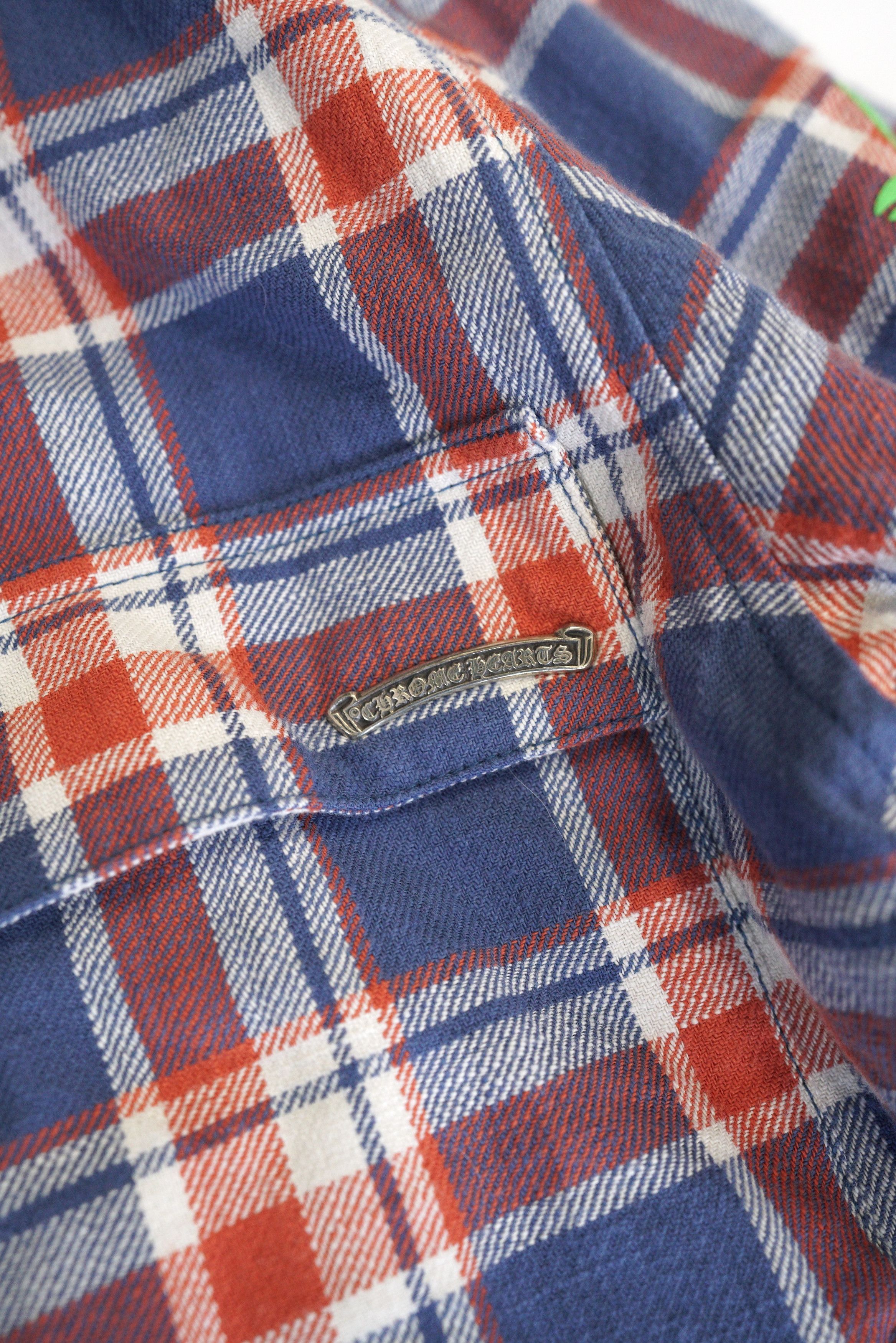 Chrome Hearts Chrome Hearts Blue & Red Plaid Cropped Cargo Flannel Shirt Size US XL / EU 56 / 4 - 12 Thumbnail