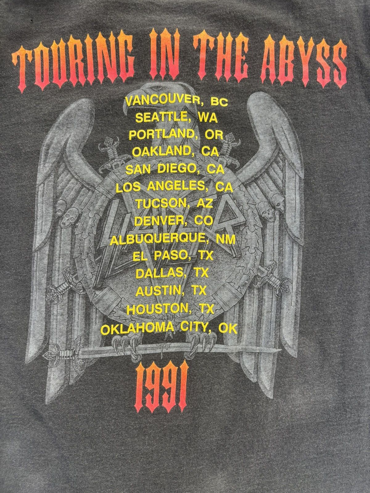 Band Tees Vintage 90s Slayer Tour T Shirt Size US L / EU 52-54 / 3 - 4 Thumbnail