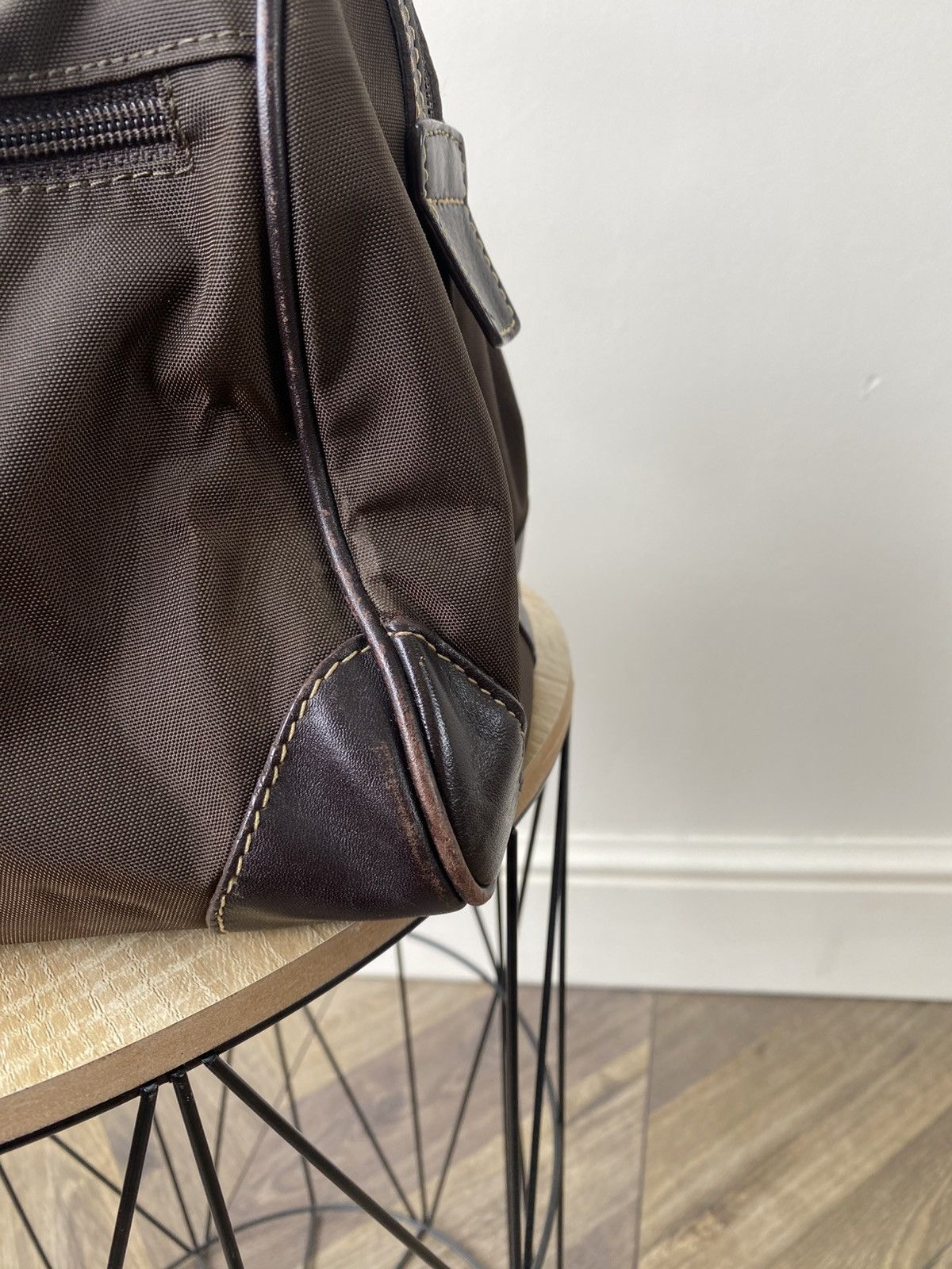Bogner Vintage Brown Chocolate Nylon/Leather Tote Handbag Bogner Size ONE SIZE - 7 Thumbnail
