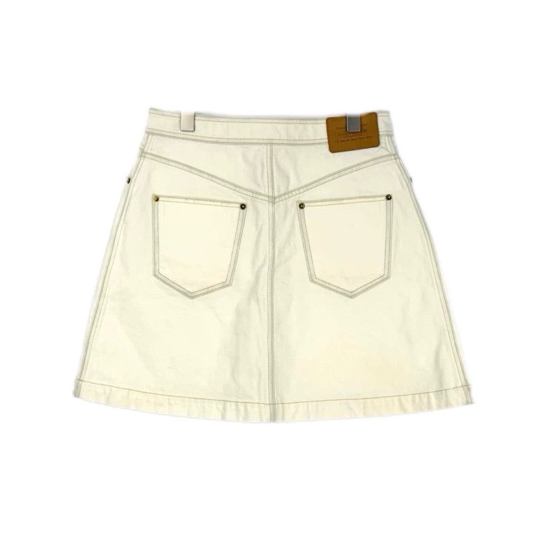 Louis Vuitton Louis Vuitton Off-white leather zip-up denim skirt 2505-Nex Size 39" - 2 Thumbnail