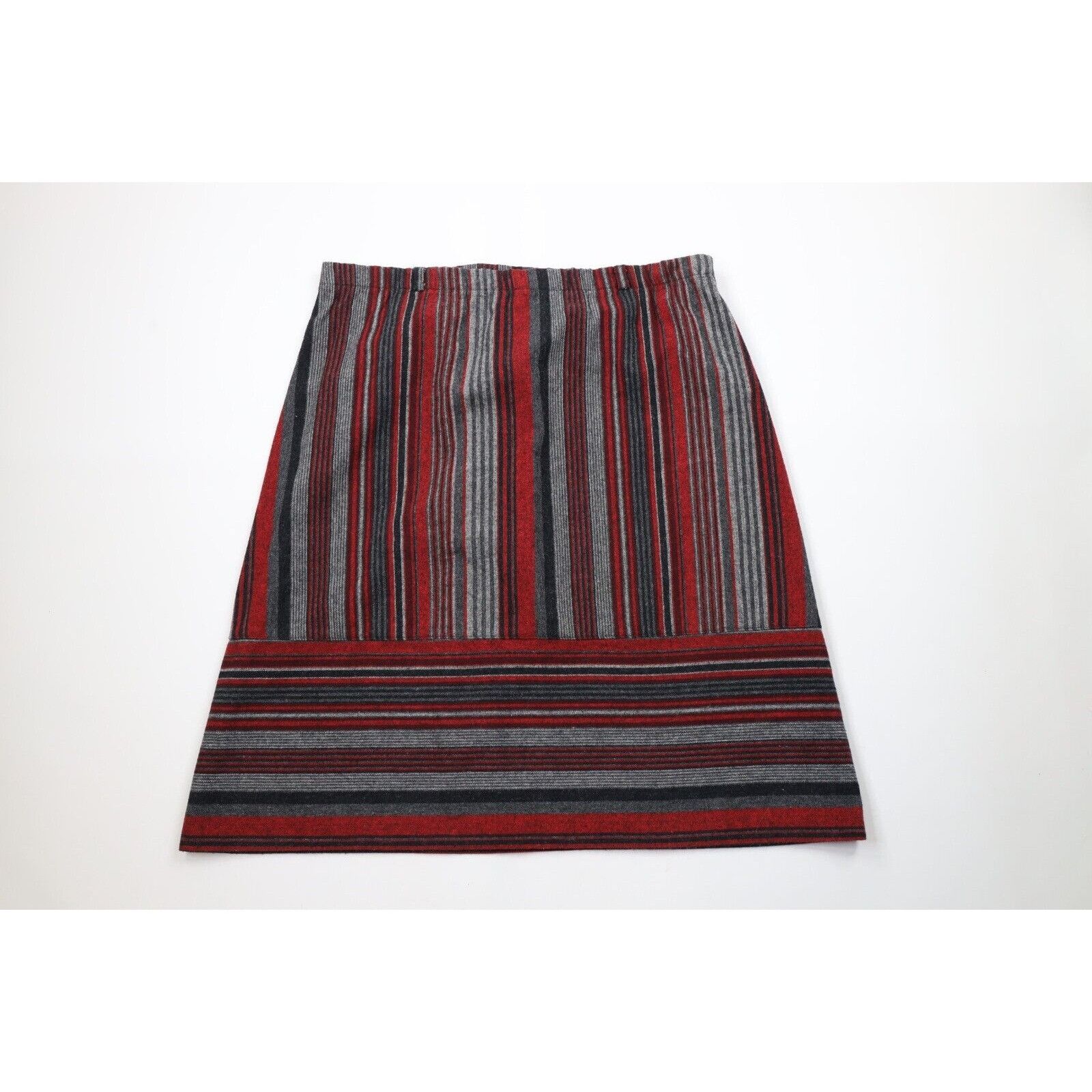 Vintage Vintage 70s Streetwear Wool Blend Tweed Striped Skirt Size 38" / US 16 / IT 52 - 1 Thumbnail
