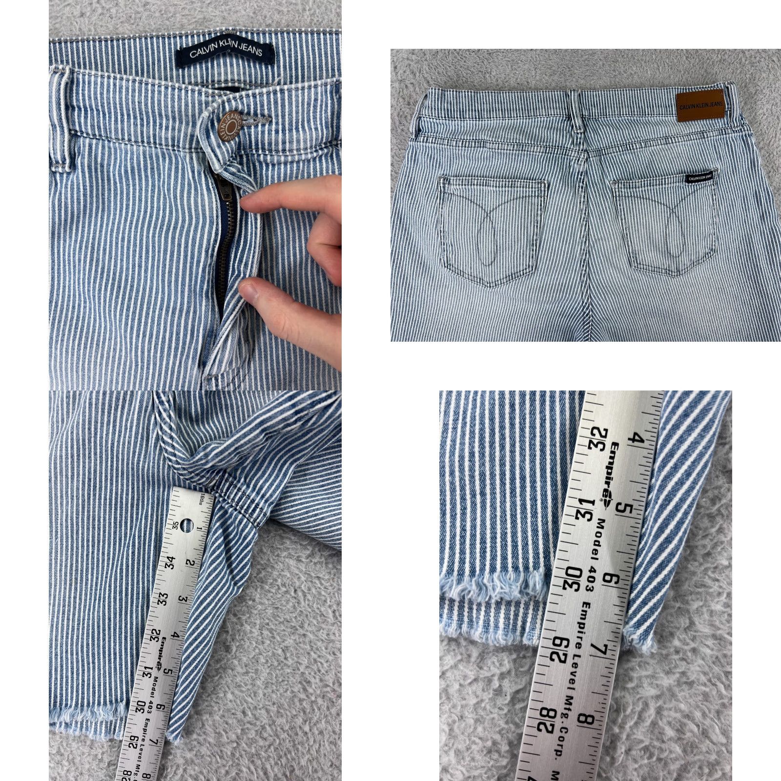 Calvin Klein Calvin Klein Womens Shorts 12 Blue White Striped Chino 7-Inseam 100% Cotton Activewear Size 34" / US 12 / IT 48 - 8 Thumbnail