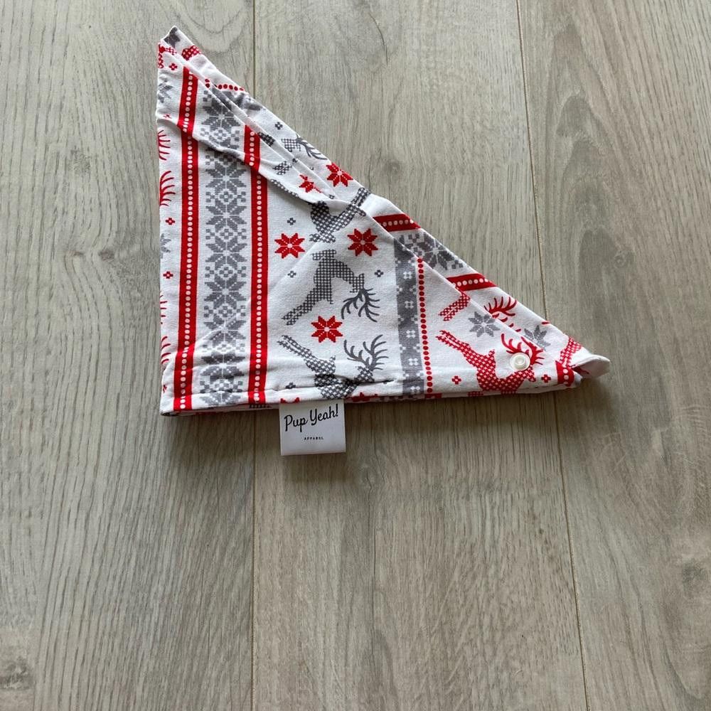 Designer Pup Yeah White Christmas Dog Bandana Size ONE SIZE - 3 Thumbnail