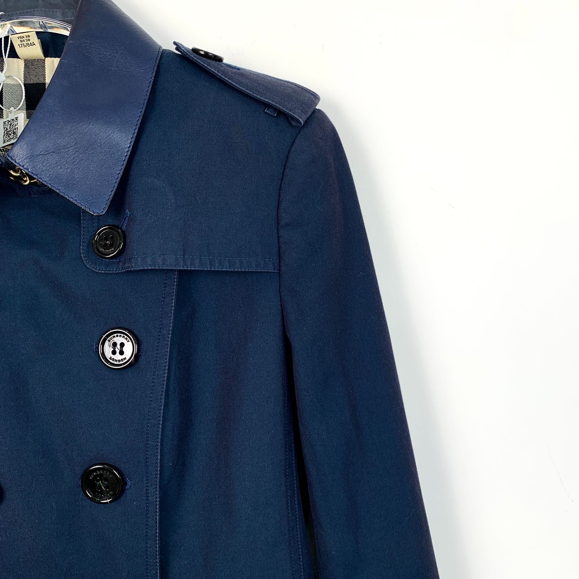Burberry Burberry Deep Blue Cotton Double-Breasted Trench Coat W/ Lea Size M / US 6-8 / IT 42-44 - 6 Thumbnail