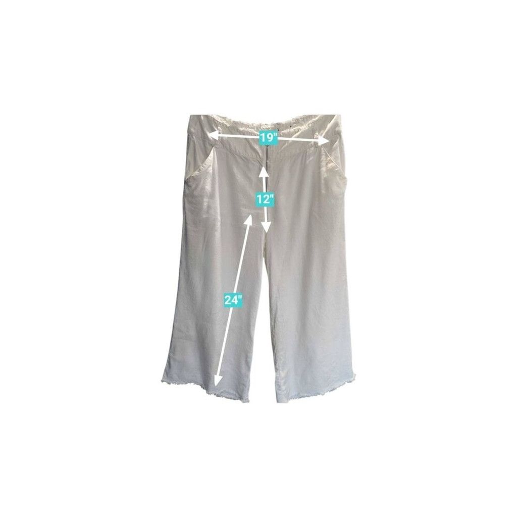 I.N.C INC. LinenRayon Capri Zipper Front, Frayed Hem & waist Size 38" / US 16 / IT 52 - 5 Thumbnail