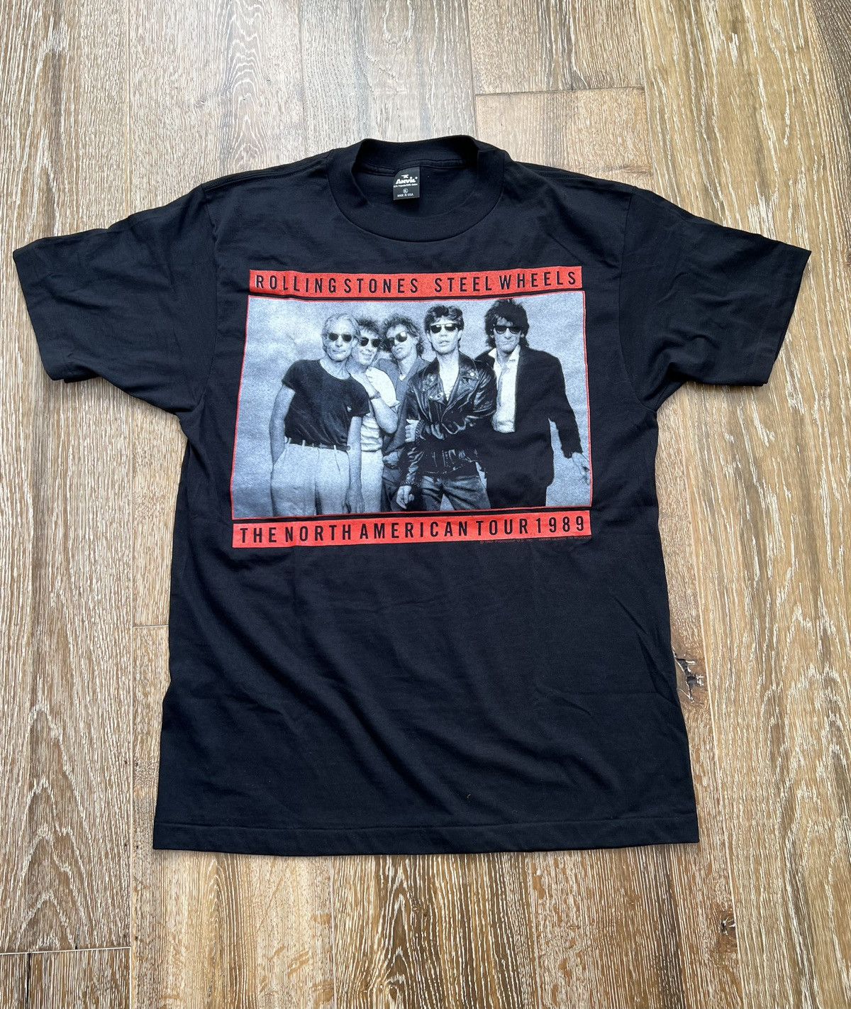 image of Band Tees x The Rolling Stones Vintage 1989 Rolling Stones Steelwheels Tee in Black (Size Medium)