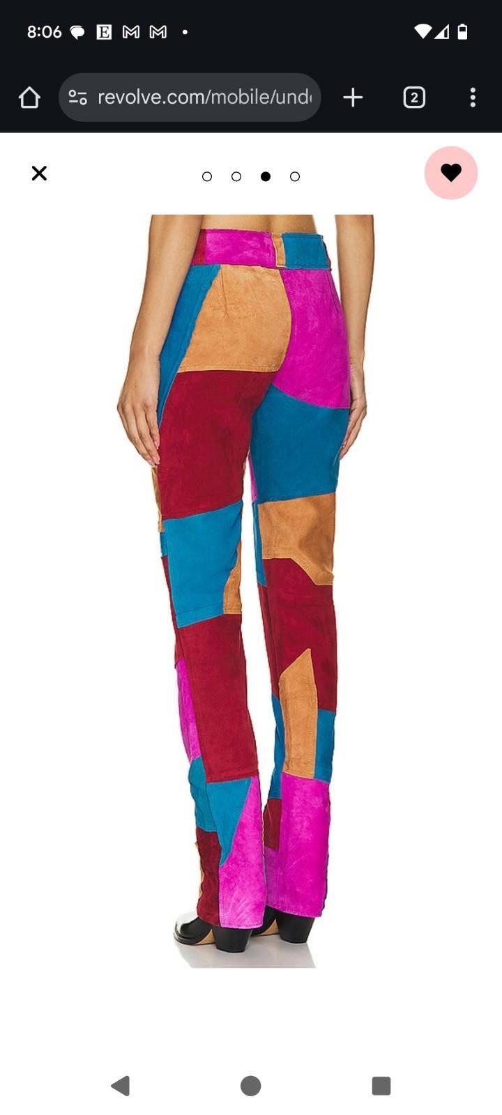 Designer NWT Understated Leather 70s Multi Color Patch Pants Sz SX Size 26" / US 2 / IT 38 - 3 Thumbnail