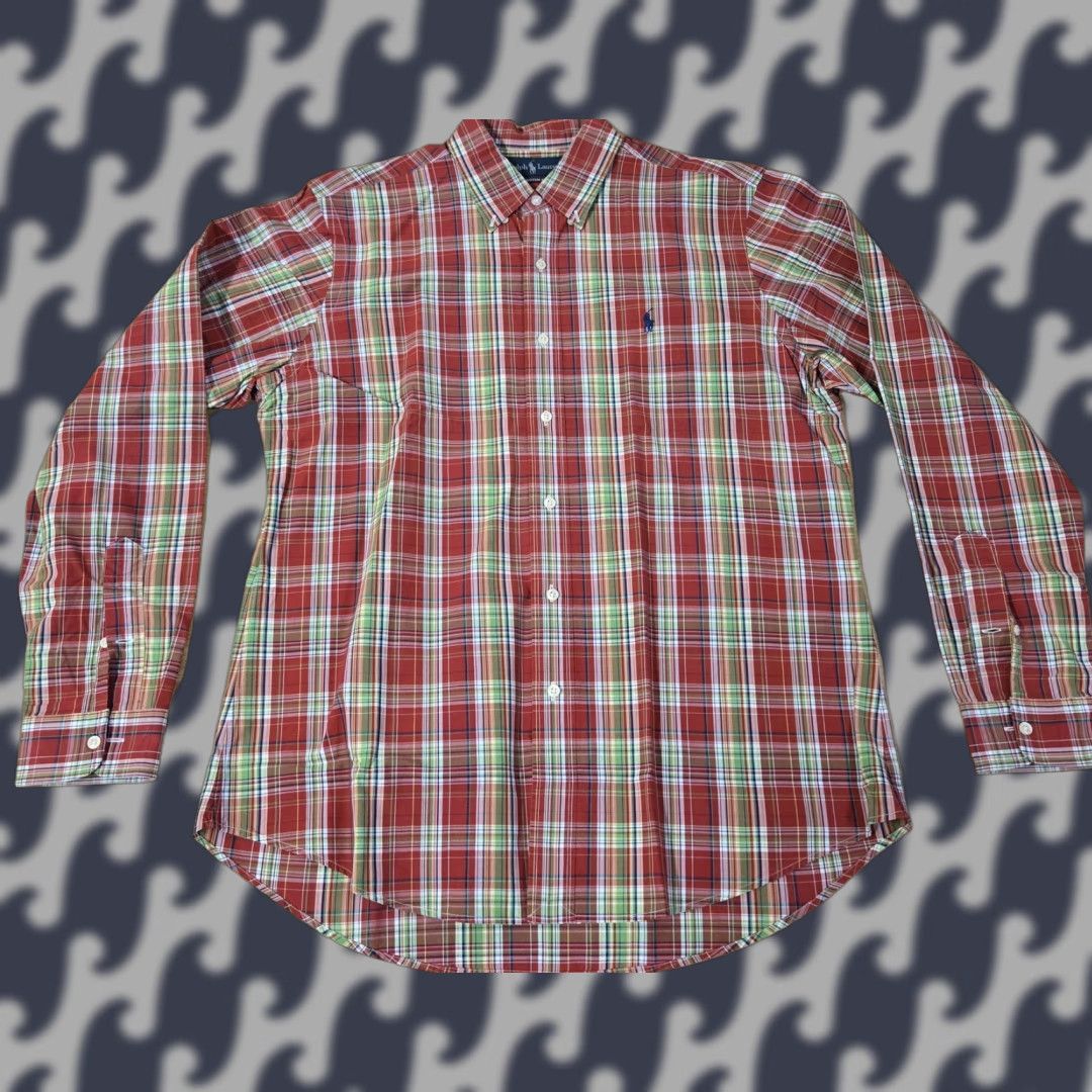 Ralph Lauren Ralph Lauren Shirt Mens Large Red Plaid Custom Fit Button-Down Long Sleeve Preppy Shirt Size US L / EU 52-54 / 3 - 1 Thumbnail